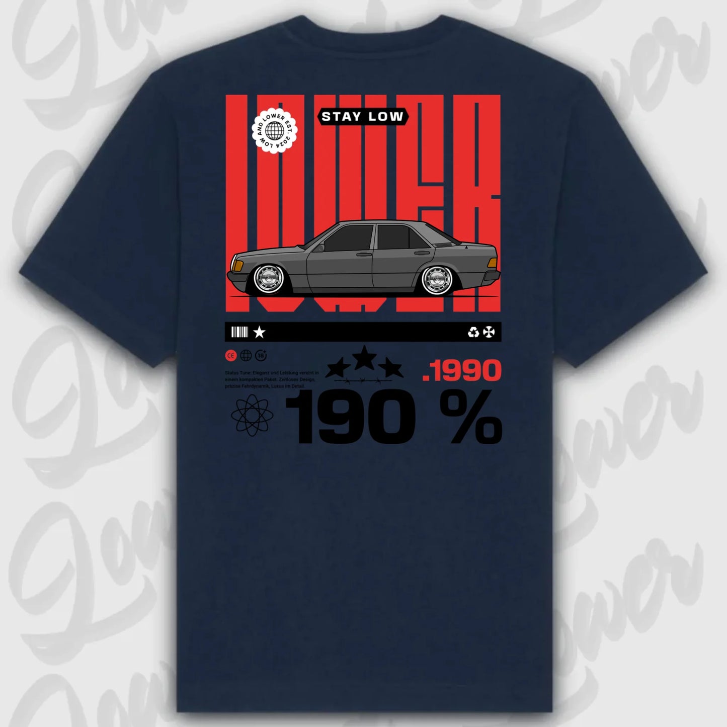 T-Shirt Tuning Cars, Personalisiert Blau Rückseite, VW, B