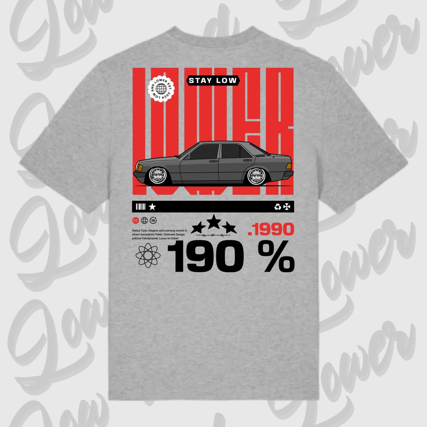 T-Shirt Tuning Cars, Personalisiert grau Rückseite, VW, B