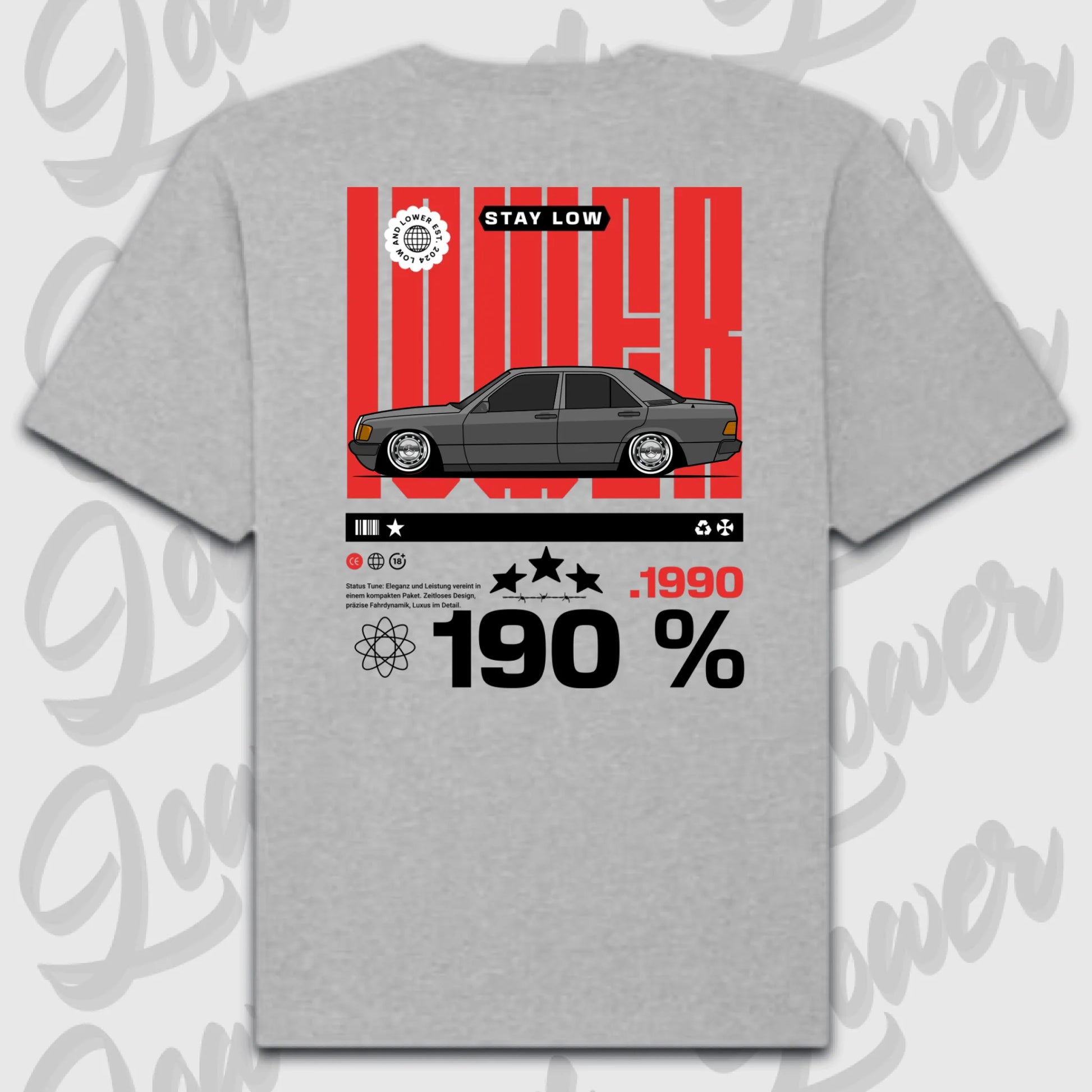 T-Shirt Personalisiert grau, VW, BMW, Mercedes, Audi