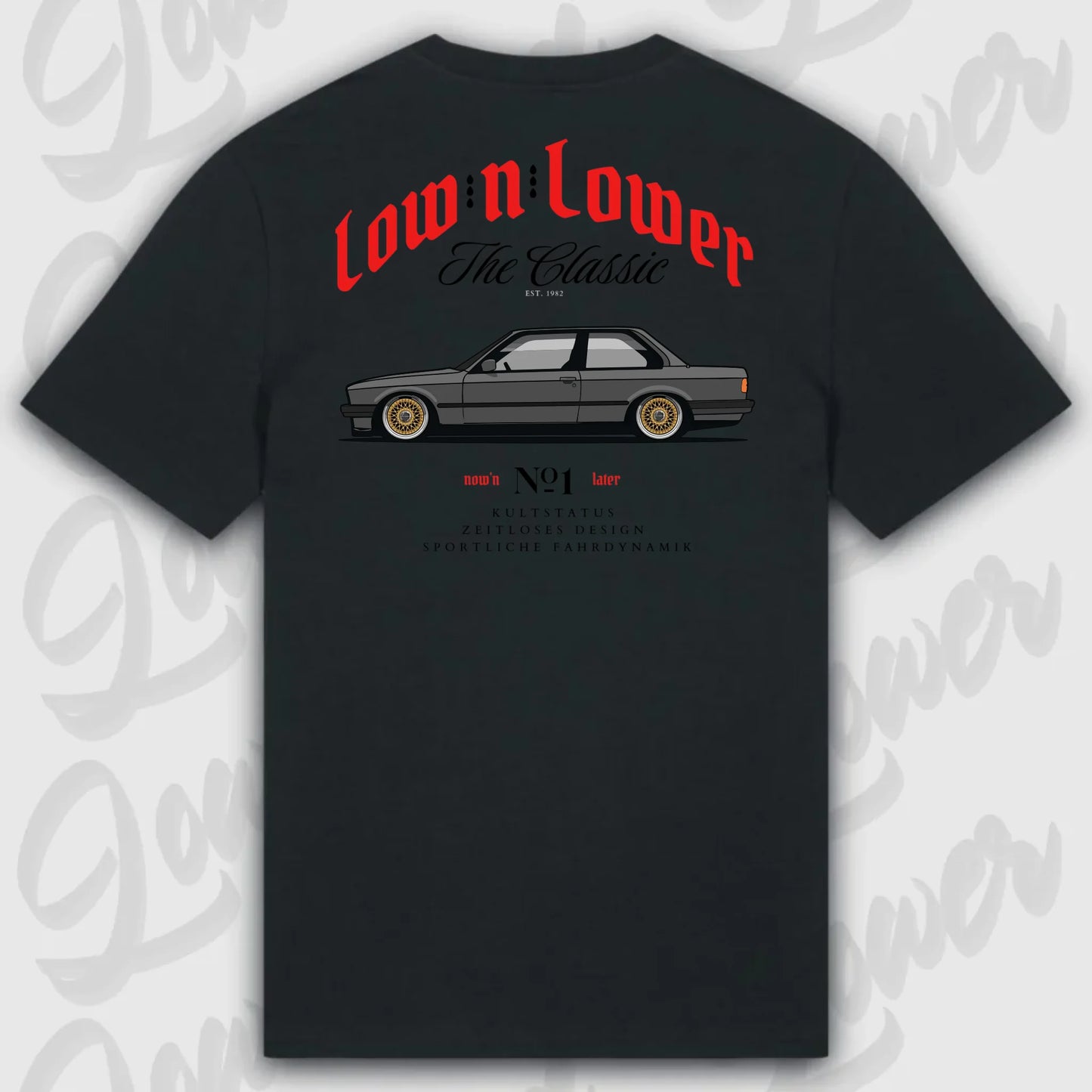 T-Shirt Tuning Cars, Personalisiert Schwarz Rückseite, VW, BMW, Audi, Mercedes, Autos