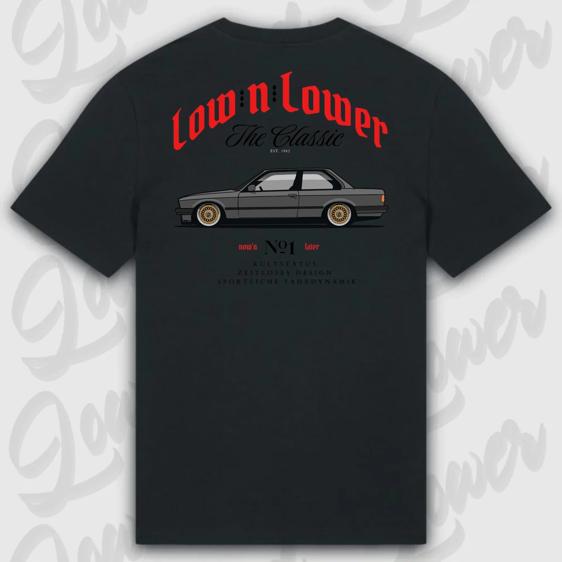 T-Shirt Tuning Cars, Personalisiert Schwarz Rückseite, VW, BMW, Audi, Mercedes, Autos