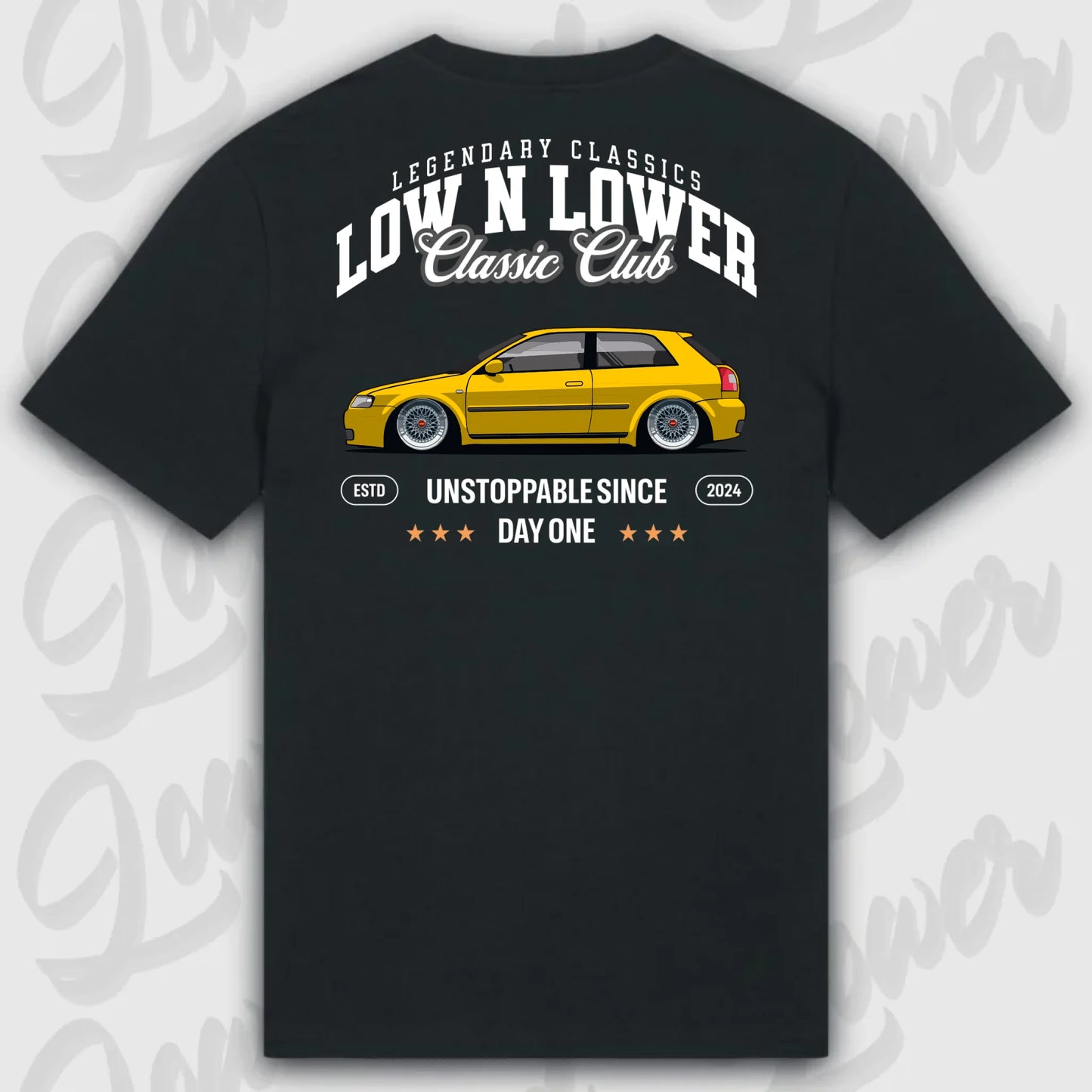 T-Shirt Tuning Cars, Personalisiert Schwarz Rückseite, VW, BMW, Audi, Mercedes, Autos