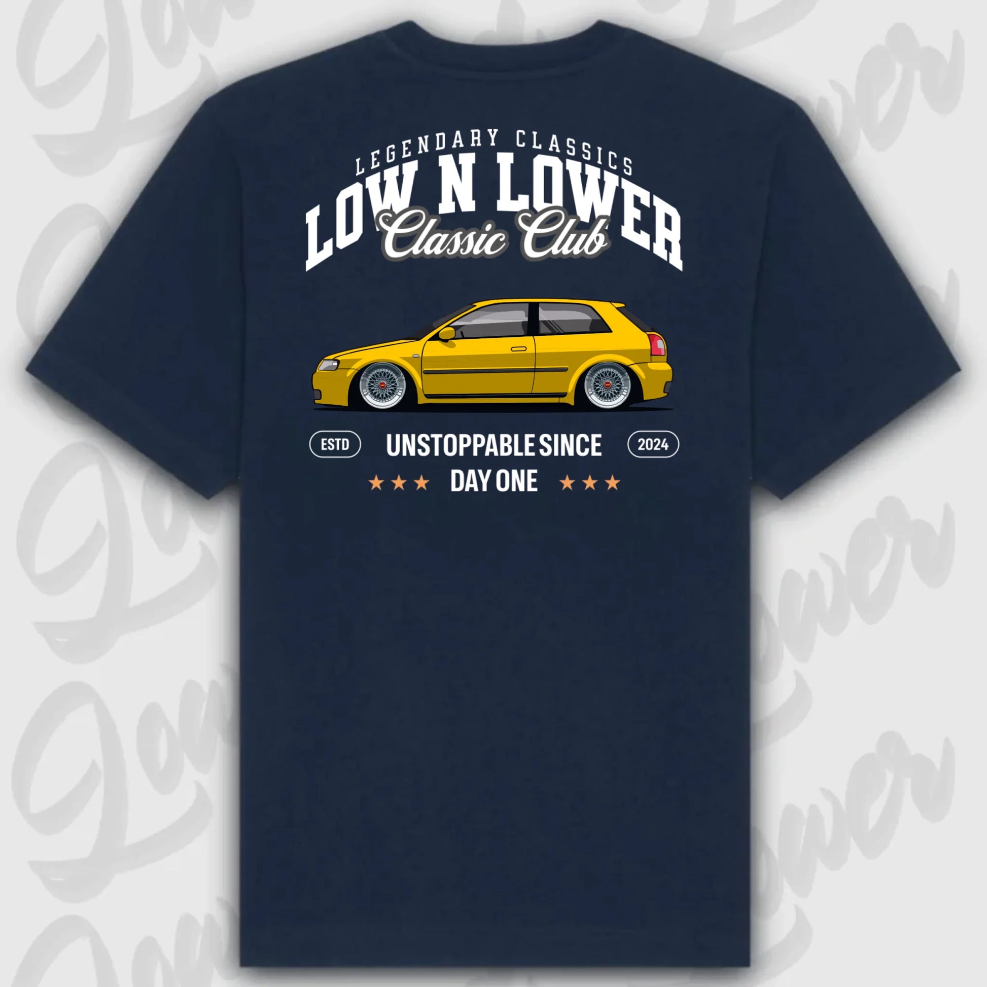 T-Shirt Tuning Cars, Personalisiert Blau Rückseite, VW, B