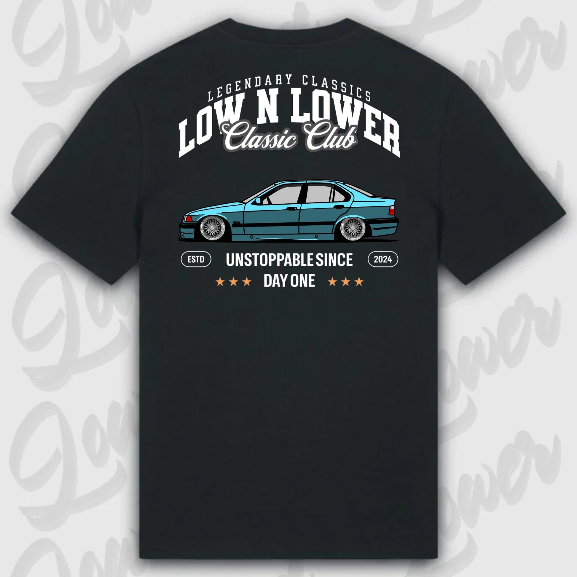 T-Shirt Tuning Cars, Personalisiert Schwarz Rückseite, VW, BMW, Audi, Mercedes, Autos