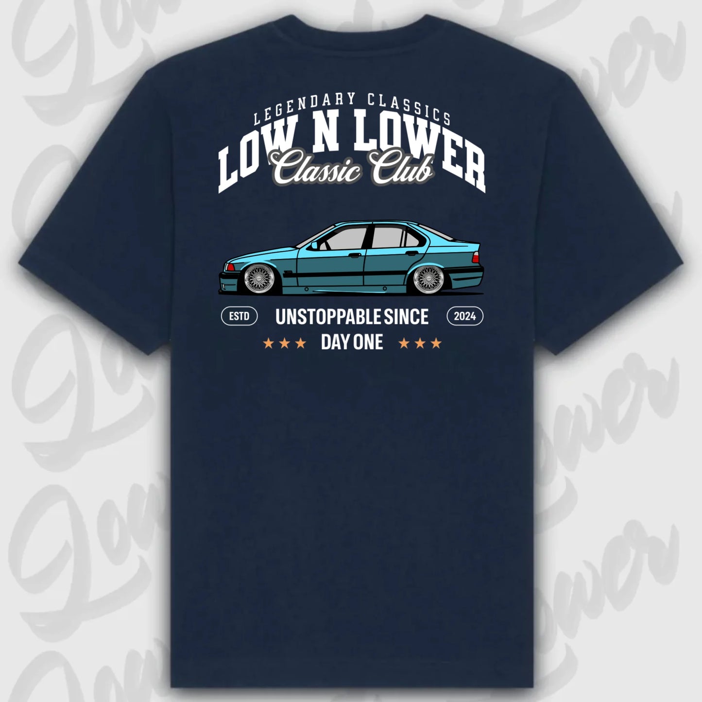 T-Shirt Tuning Cars, Personalisiert Blau Rückseite, VW, B