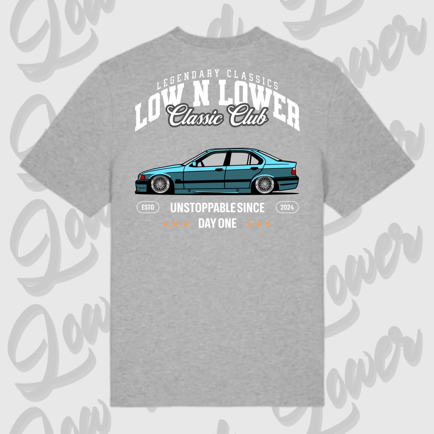 T-Shirt Tuning Cars, Personalisiert grau Rückseite, VW, B
