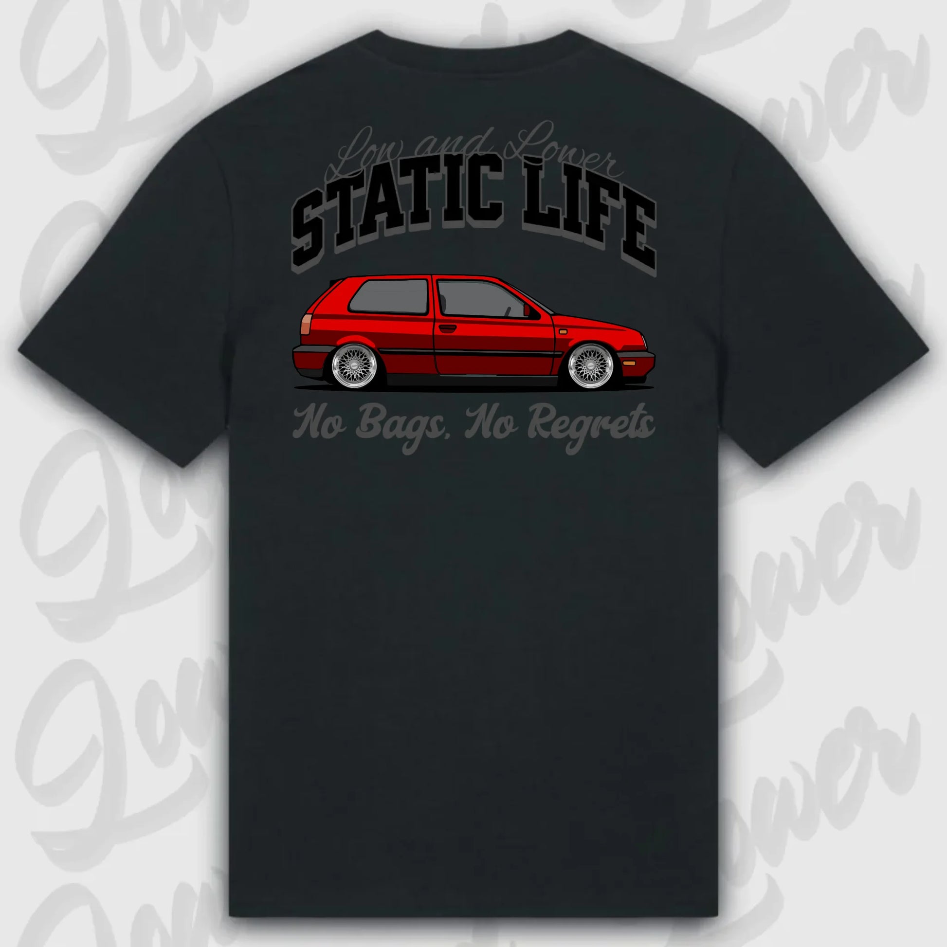 T-Shirt Tuning Cars, Personalisiert Schwarz Rückseite, VW, BMW, Audi, Mercedes, Autos