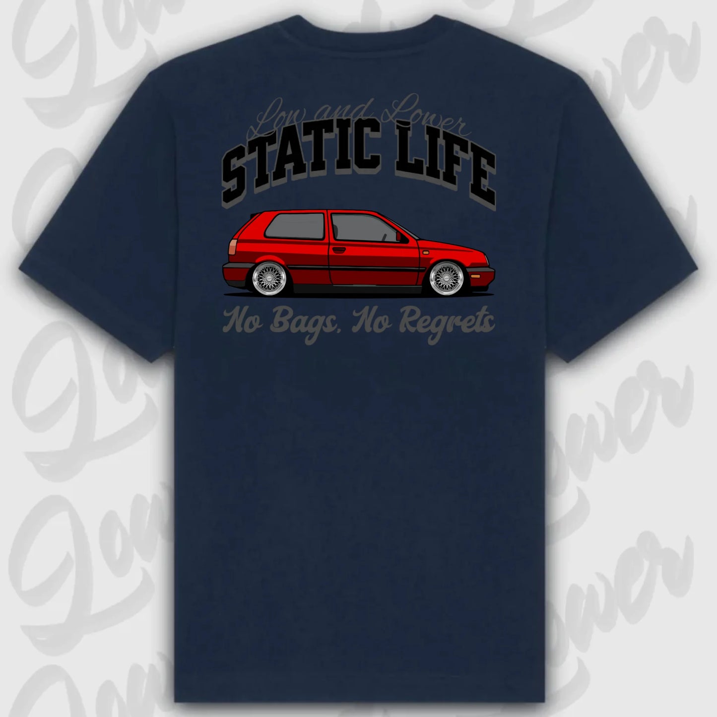 T-Shirt Tuning Cars, Personalisiert Blau Rückseite, VW, B