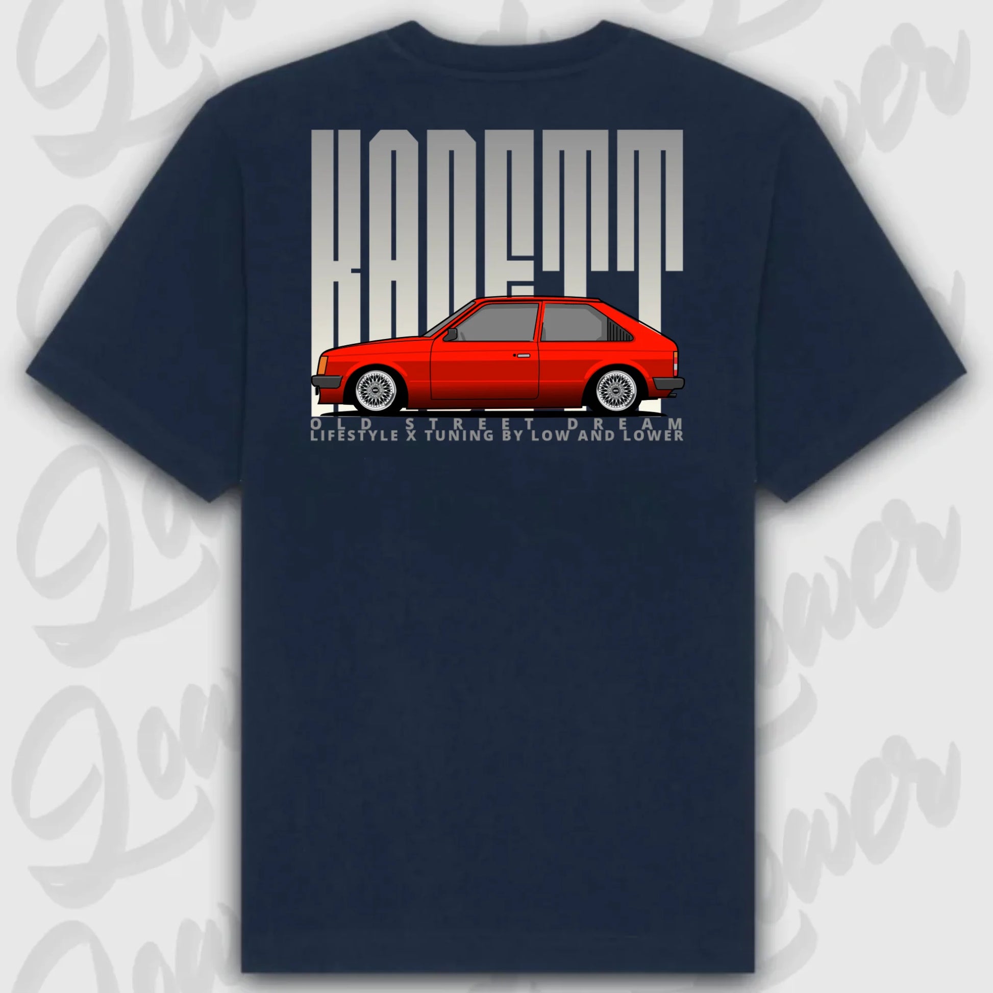 T-Shirt Tuning Cars, Personalisiert Blau Rückseite, VW, B