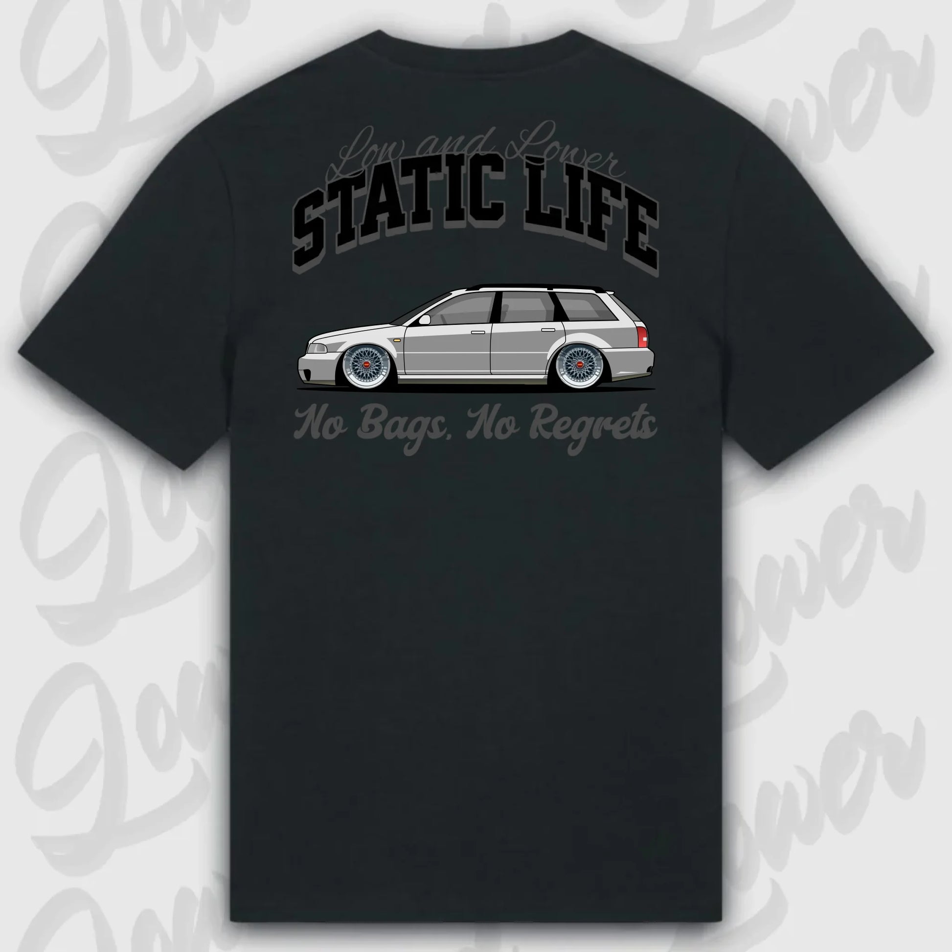 T-Shirt Tuning Cars, Personalisiert Schwarz Rückseite, VW, BMW, Audi, Mercedes, Autos