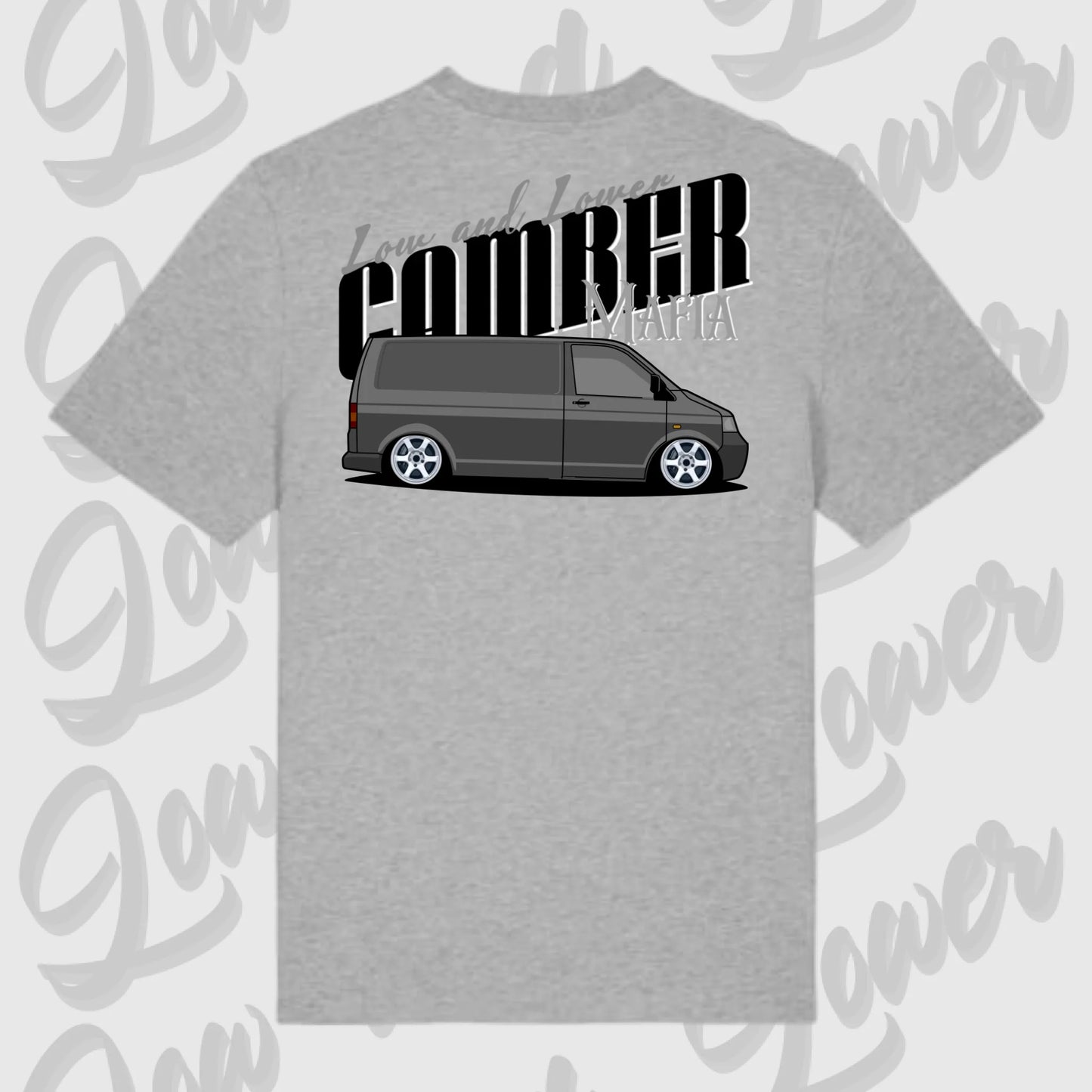 T-Shirt Tuning Cars, Personalisiert grau Rückseite, VW, B