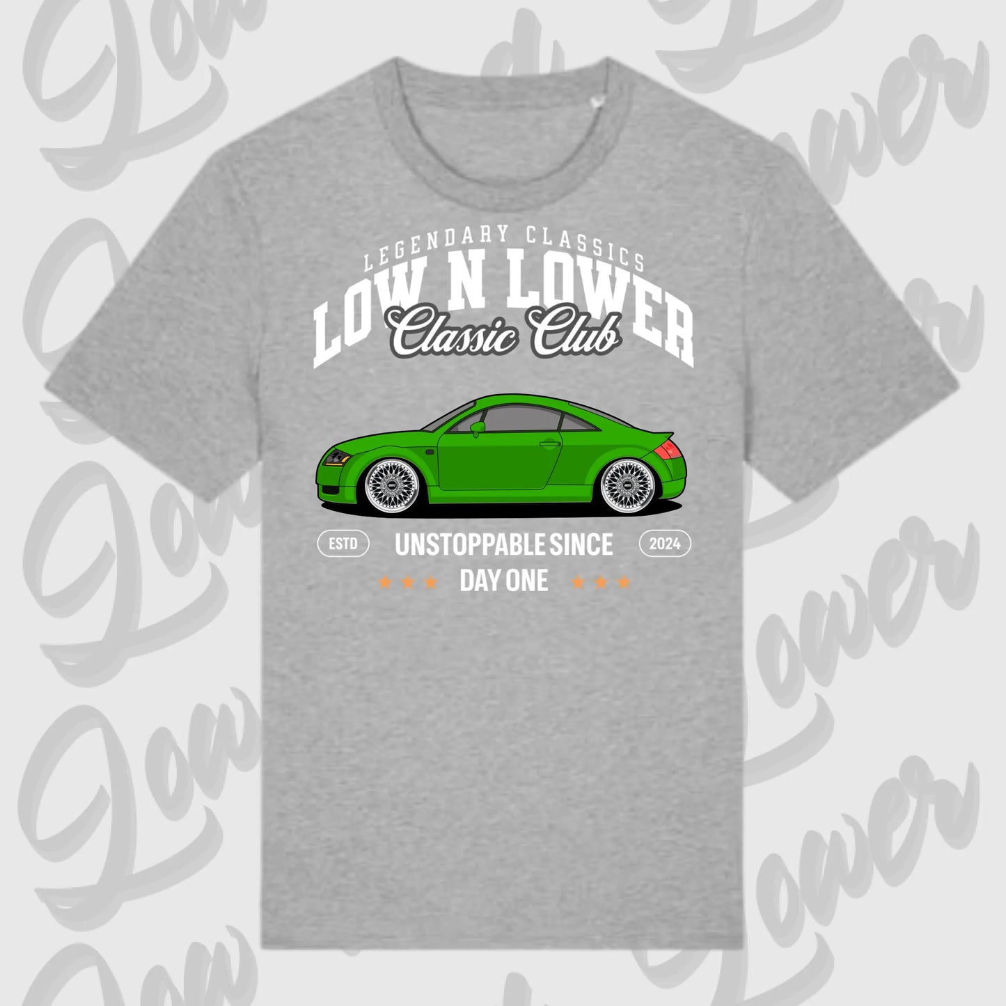 T-Shirt Tuning Cars, Personalisiert grau, VW, BMW, Audi, Mercedes, Autos
