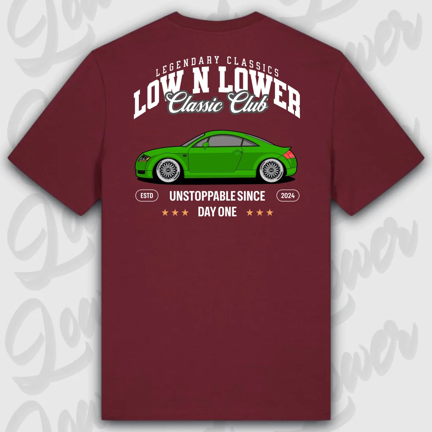 T-Shirt Tuning Cars, Personalisiert Rot Rückseite, VW, B
