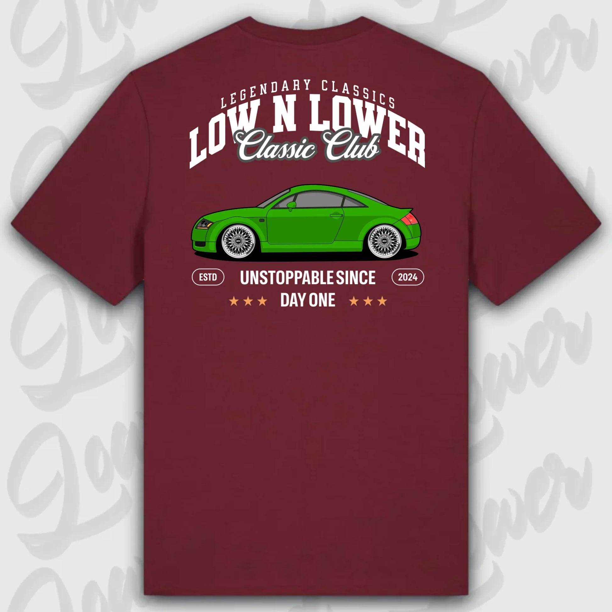 T-Shirt Tuning Cars, Personalisiert Rot Rückseite, VW, B