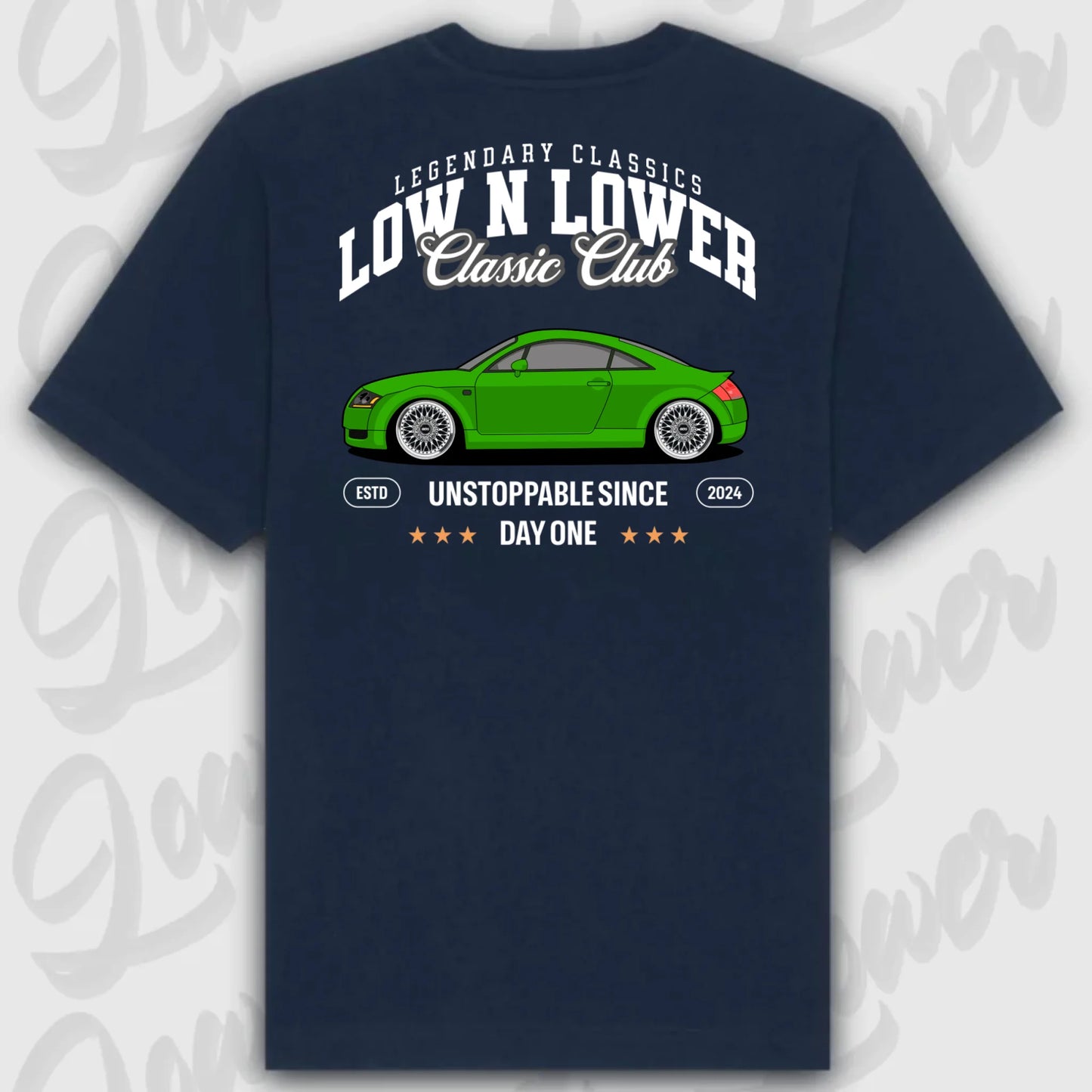 T-Shirt Tuning Cars, Personalisiert Blau Rückseite, VW, B