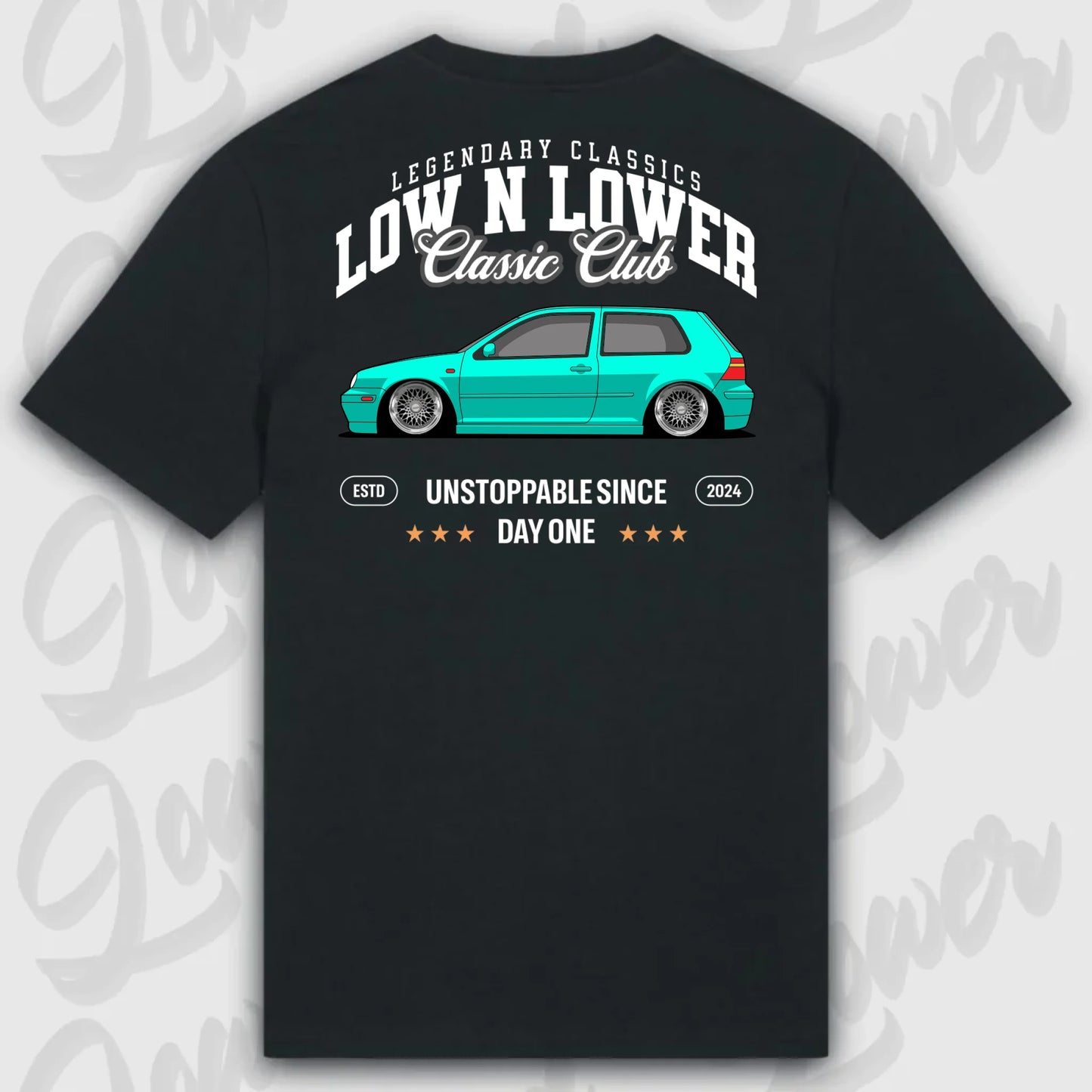 T-Shirt Tuning Cars, Personalisiert Schwarz Rückseite, VW, BMW, Audi, Mercedes, Autos
