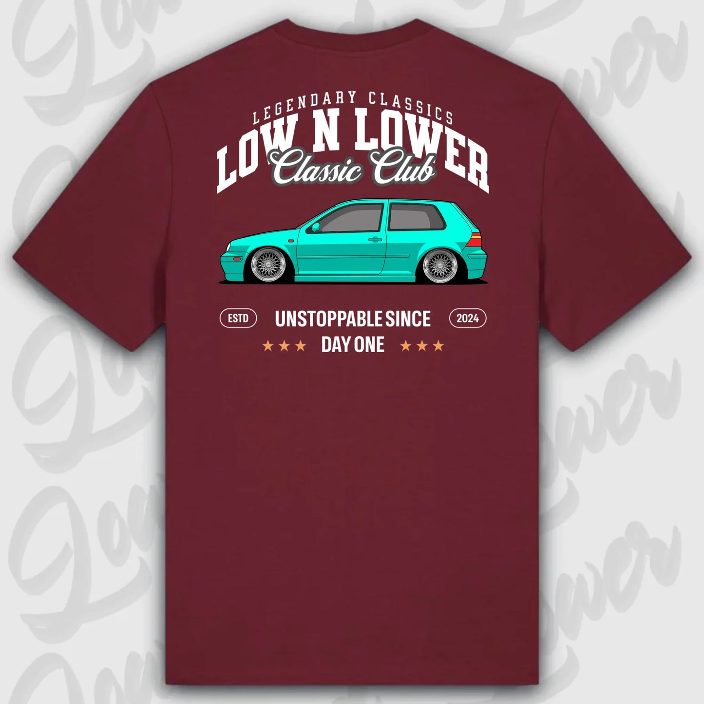 T-Shirt Tuning Cars, Personalisiert Rot Rückseite, VW, B