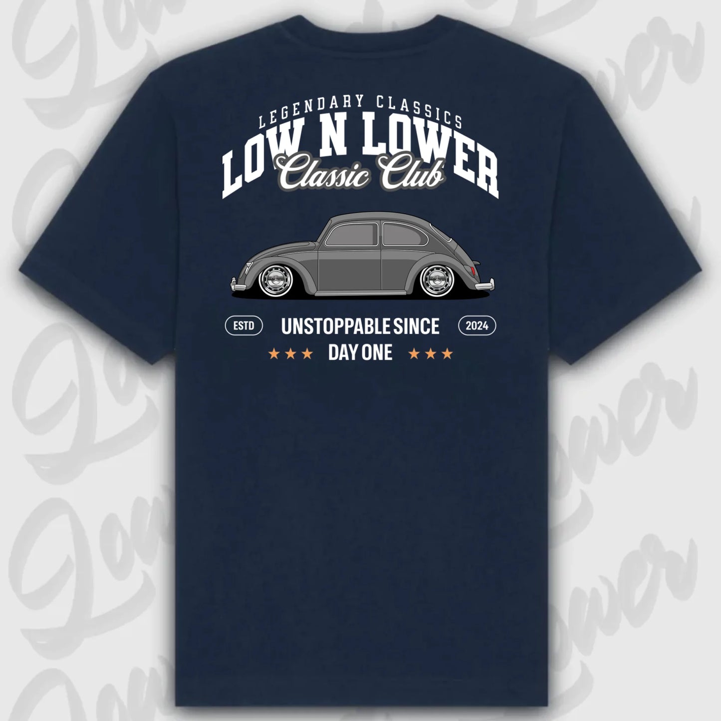 T-Shirt Tuning Cars, Personalisiert Blau Rückseite, VW, B