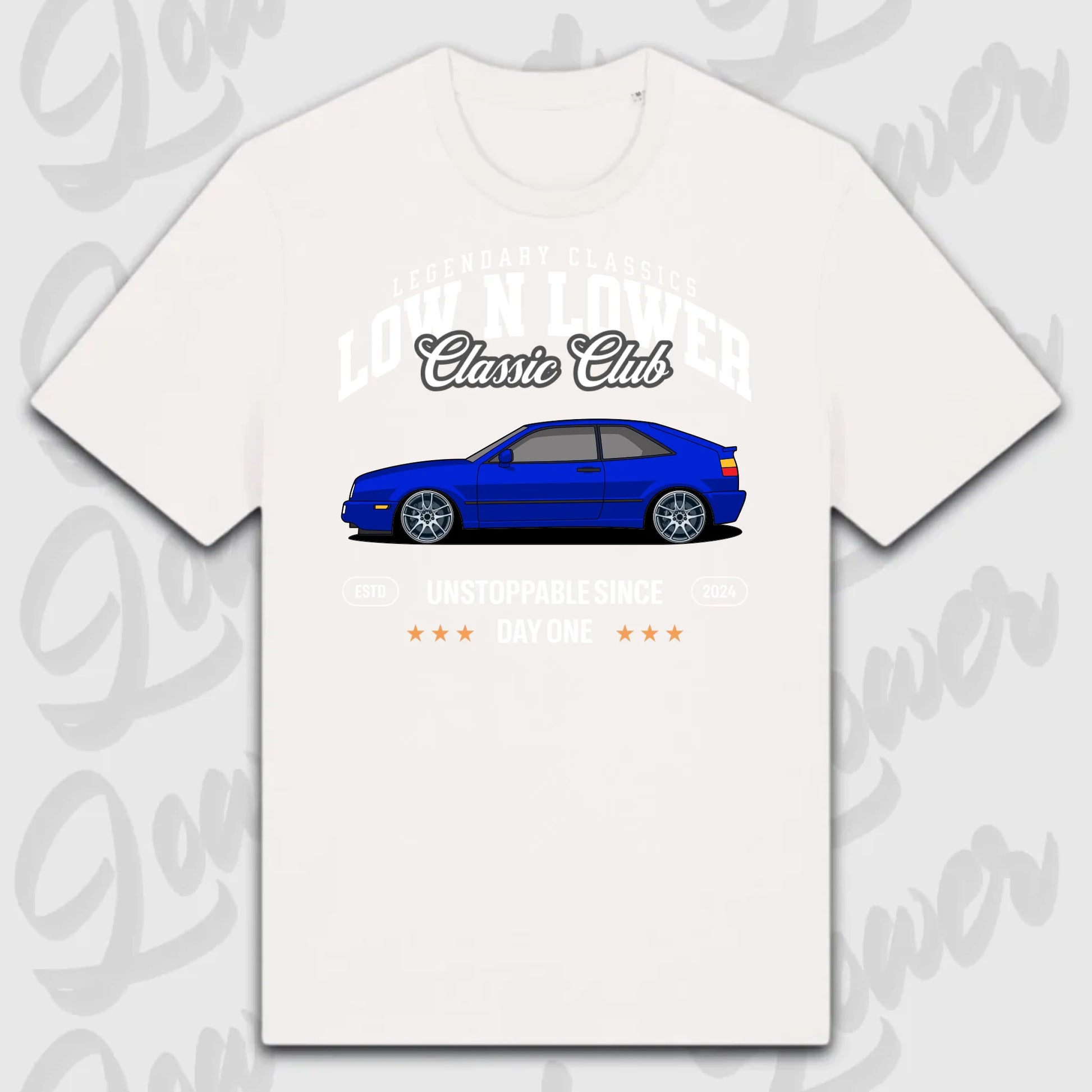 T-Shirt Tuning Cars, Personalisiert Weiß, VW, BMW, Audi, Mercedes, Autos
