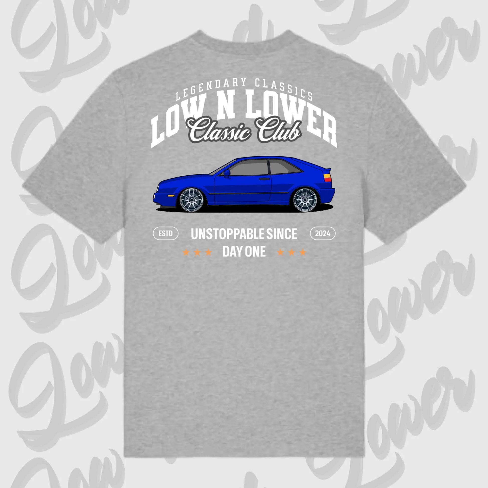 T-Shirt Tuning Cars, Personalisiert grau Rückseite, VW, B