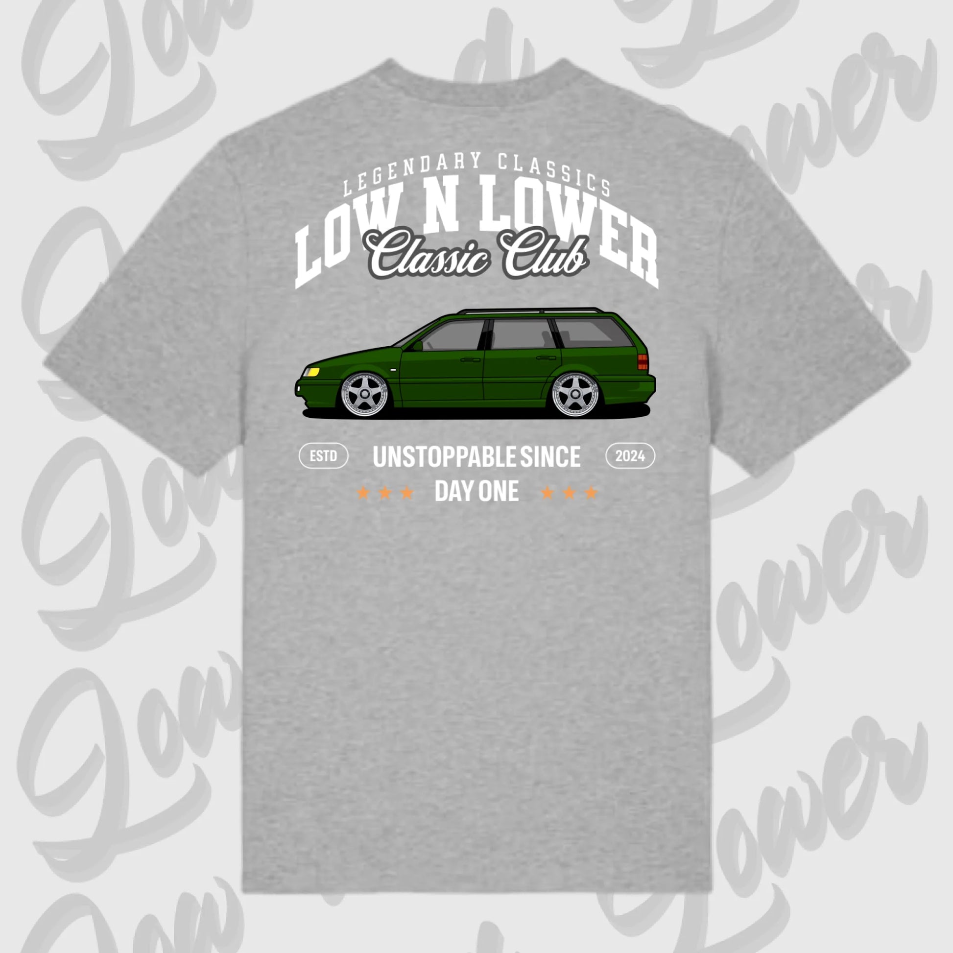 T-Shirt Tuning Cars, Personalisiert grau Rückseite, VW, B