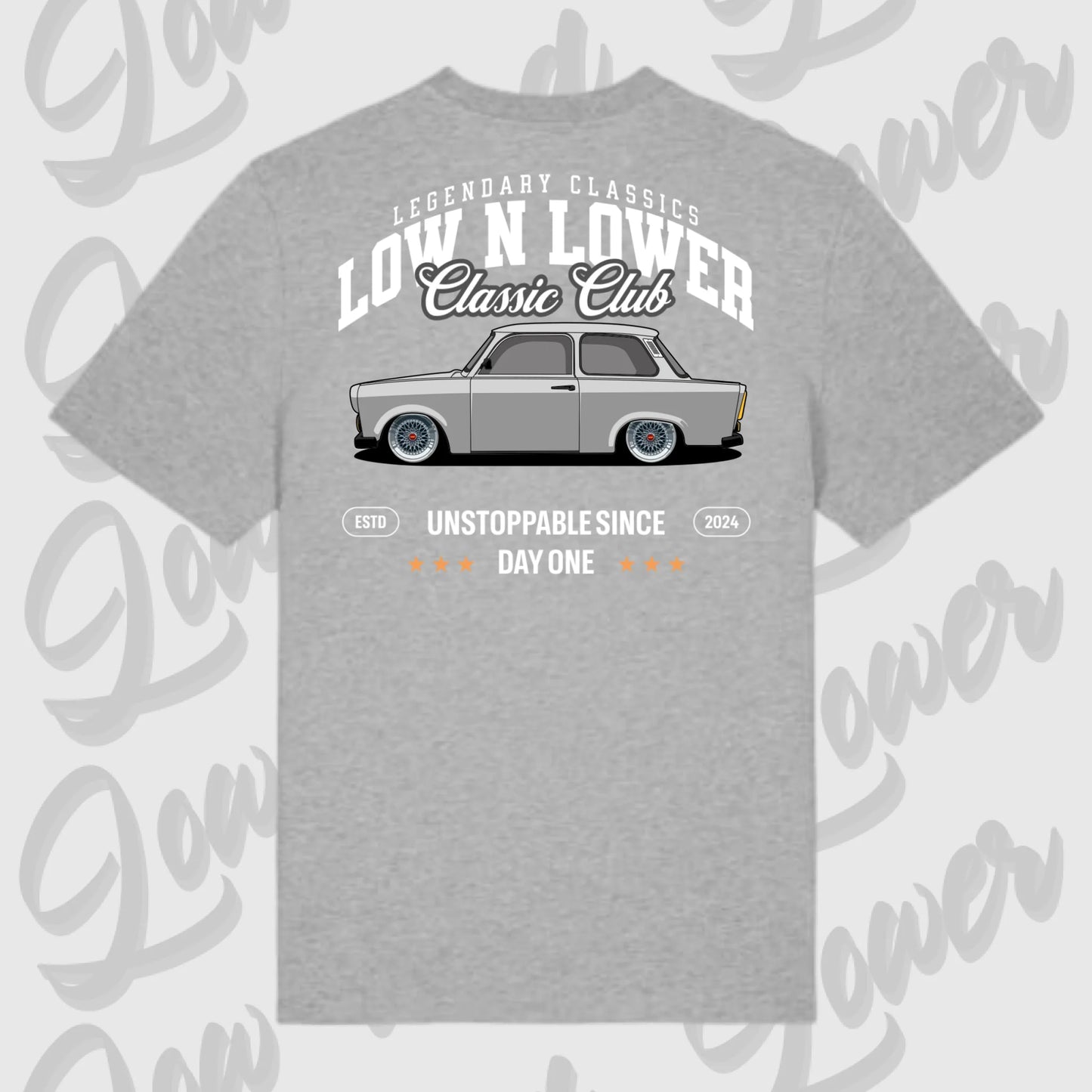 T-Shirt Tuning Cars, Personalisiert grau Rückseite, VW, B