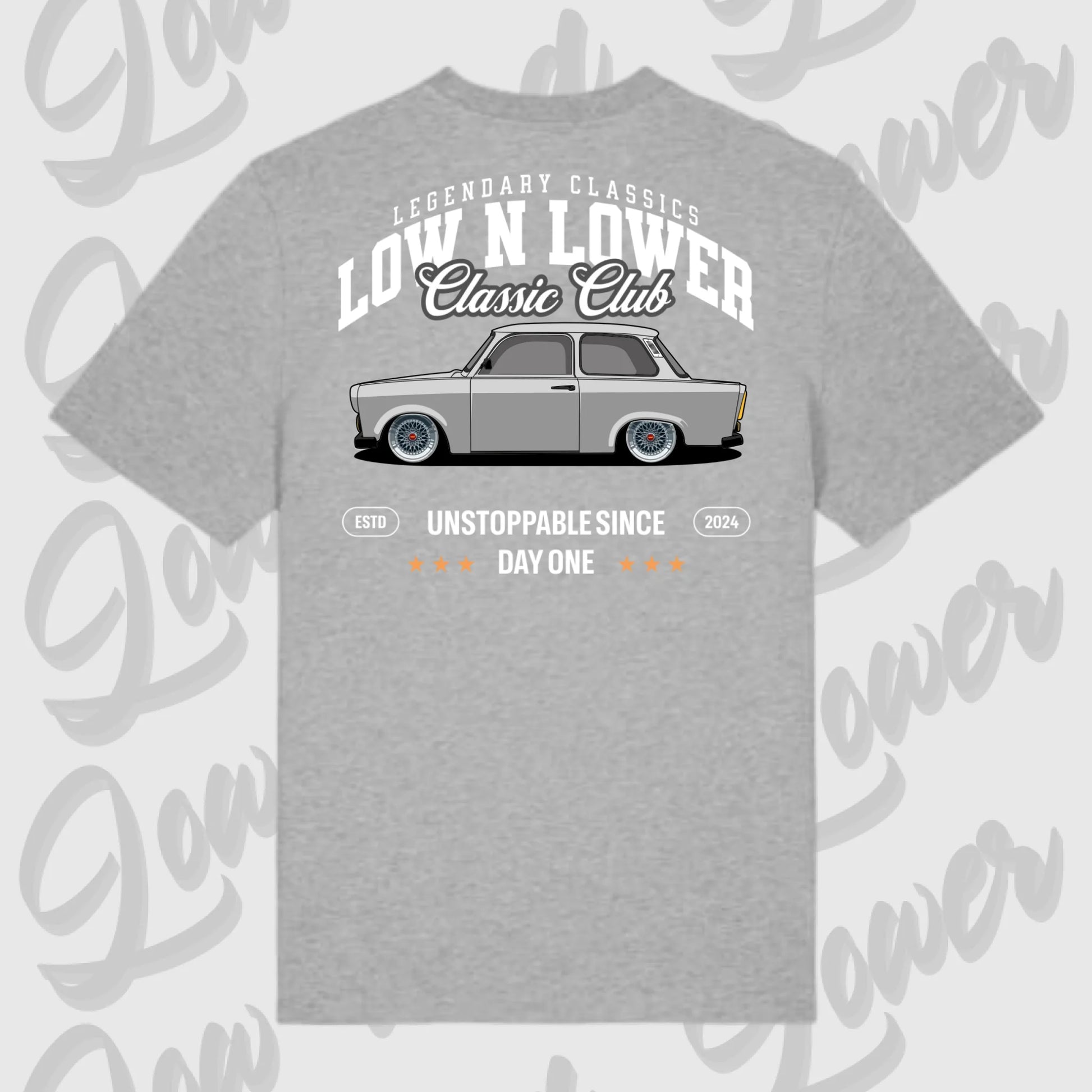 T-Shirt Tuning Cars, Personalisiert grau Rückseite, VW, B