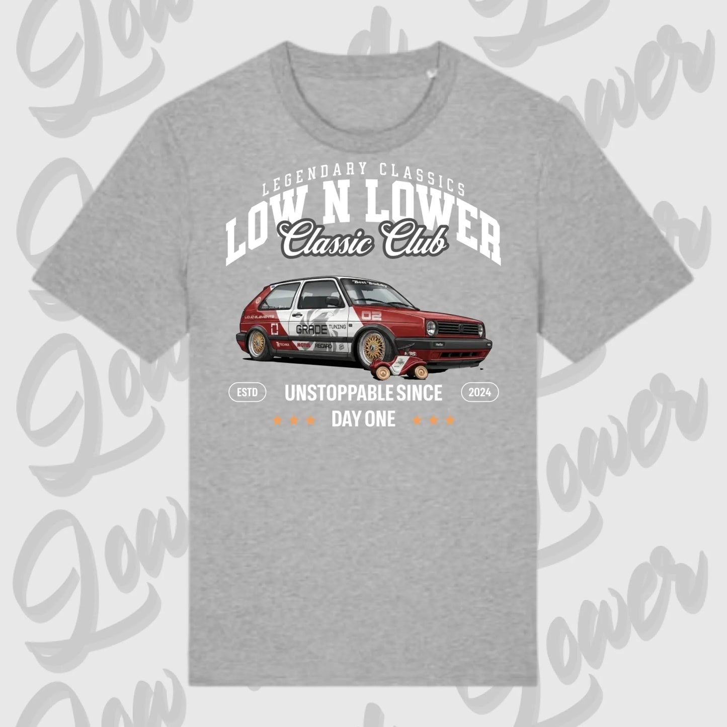 T-Shirt Tuning Cars, Personalisiert grau, VW, BMW, Audi, Mercedes, Autos
