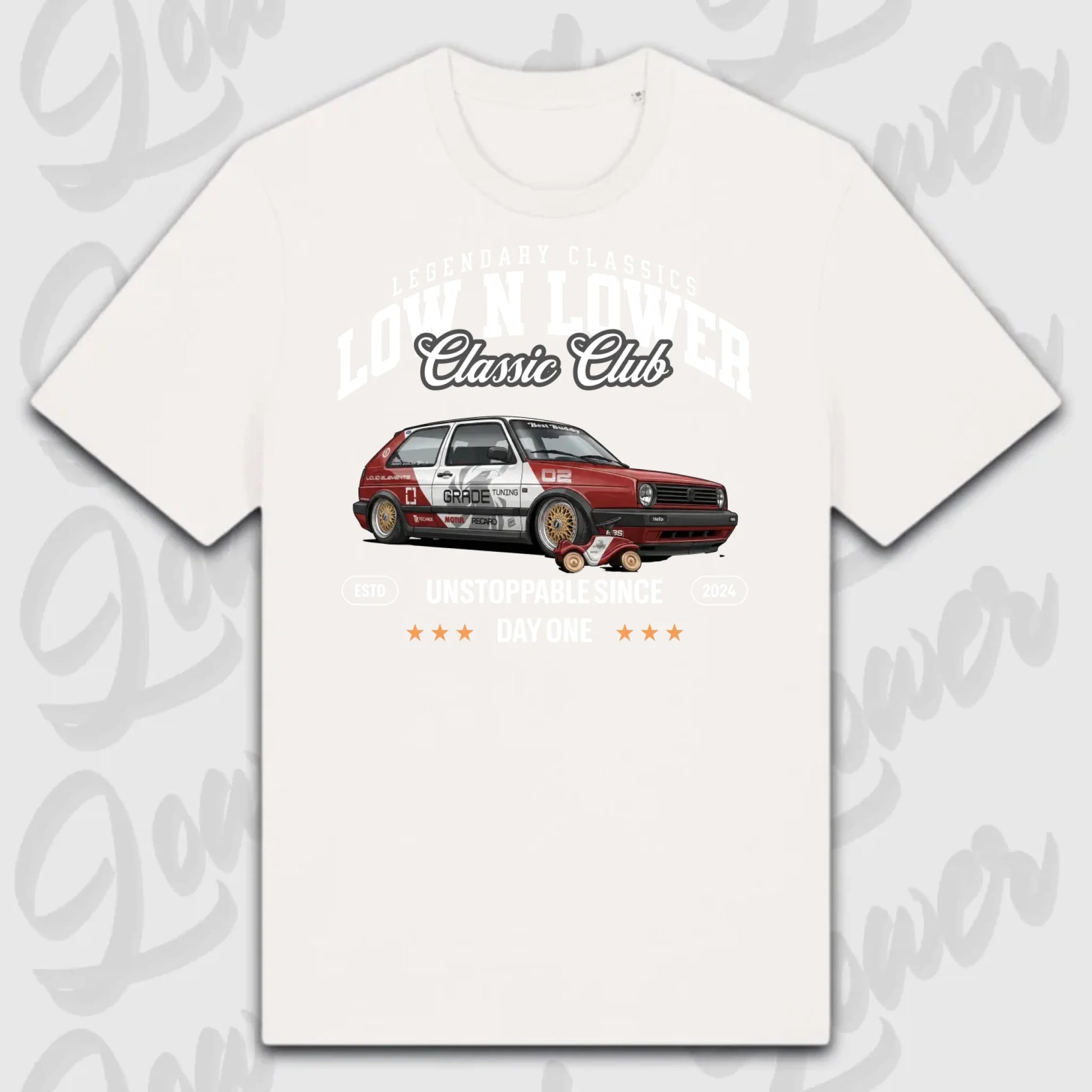 T-Shirt Tuning Cars, Personalisiert Weiß, VW, BMW, Audi, Mercedes, Autos