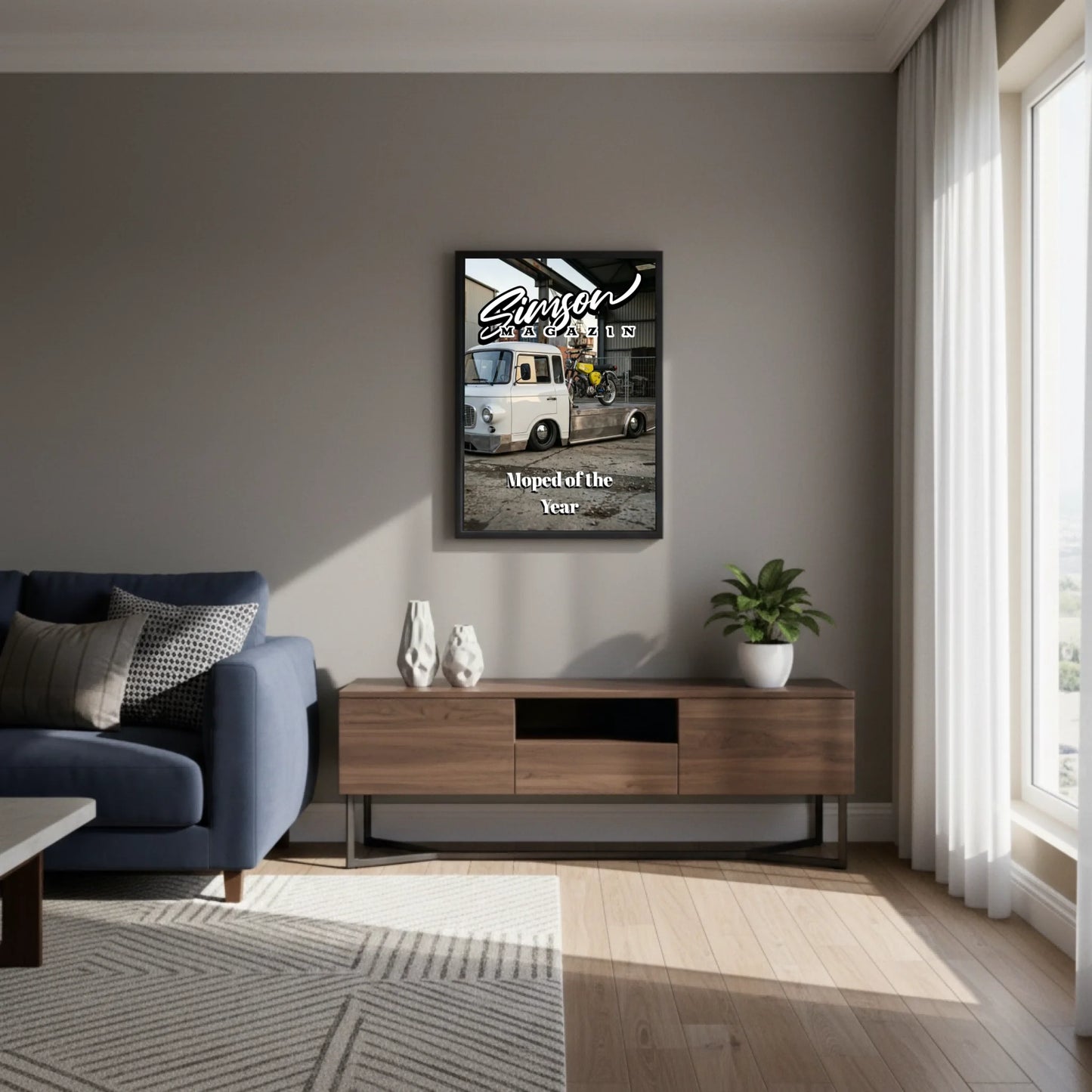 Individuelles Moped Poster im Magazin-Cover-Stil
