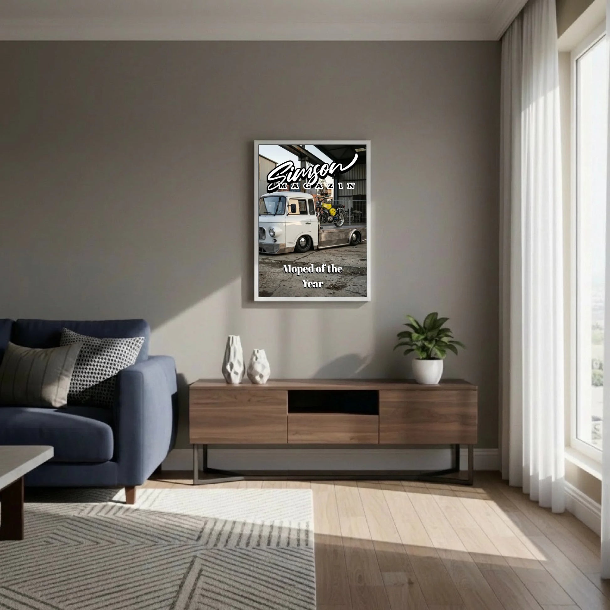 Gerahmtes Moped Magazin Poster in Schwarz