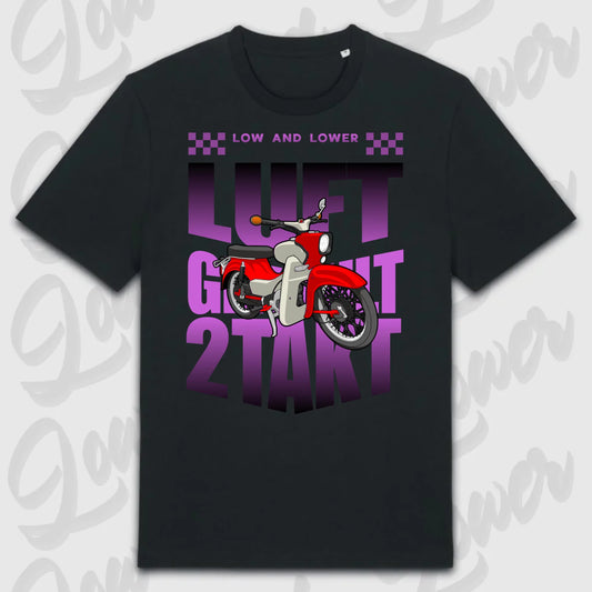 Schwarzes Standard T-Shirt Spatz mit personalisiertem Moped-Motiv
