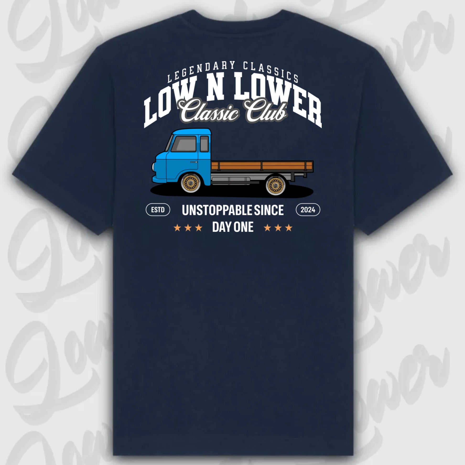 T-Shirt Tuning Cars, Personalisiert Blau Rückseite, VW, B