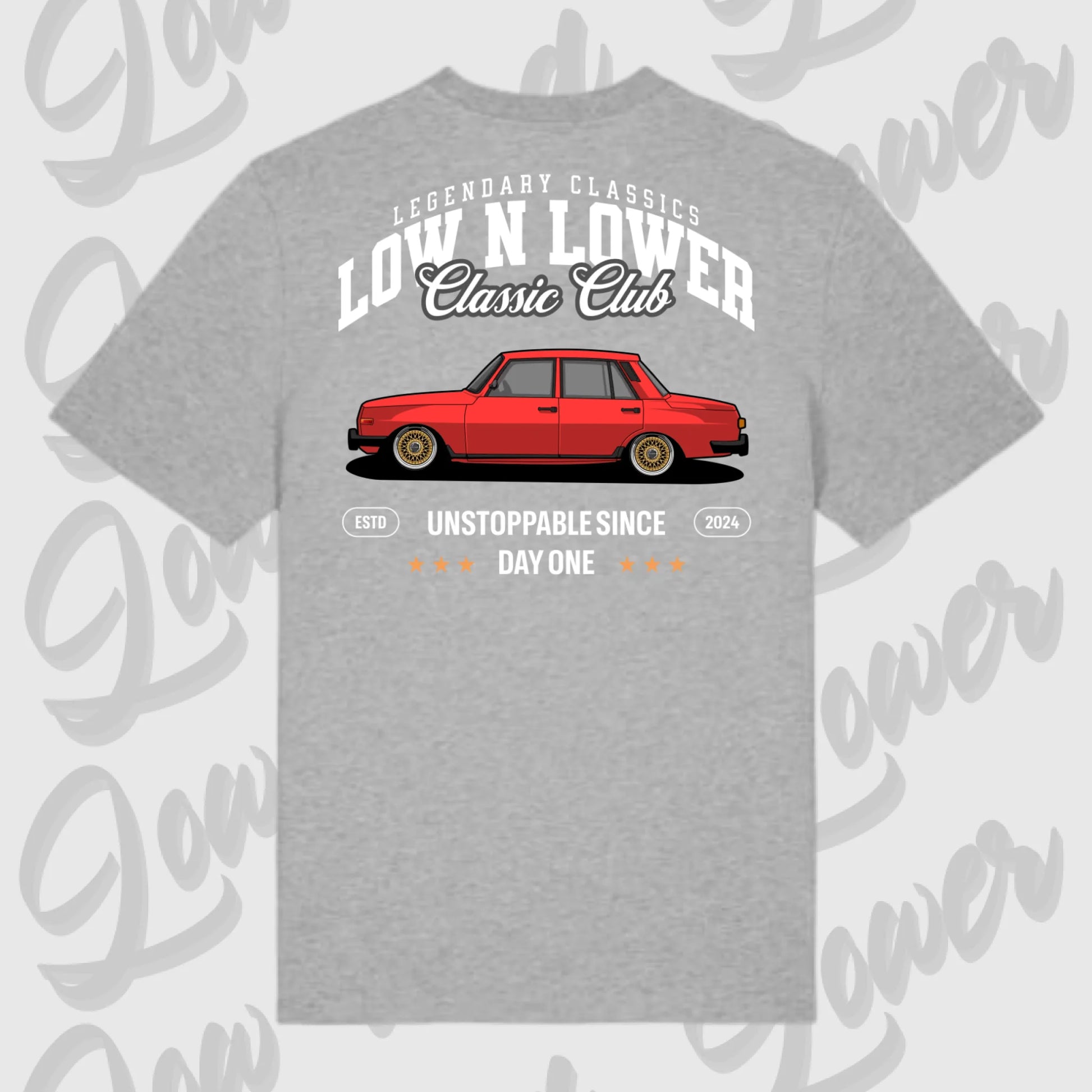 T-Shirt Tuning Cars, Personalisiert grau Rückseite, VW, B