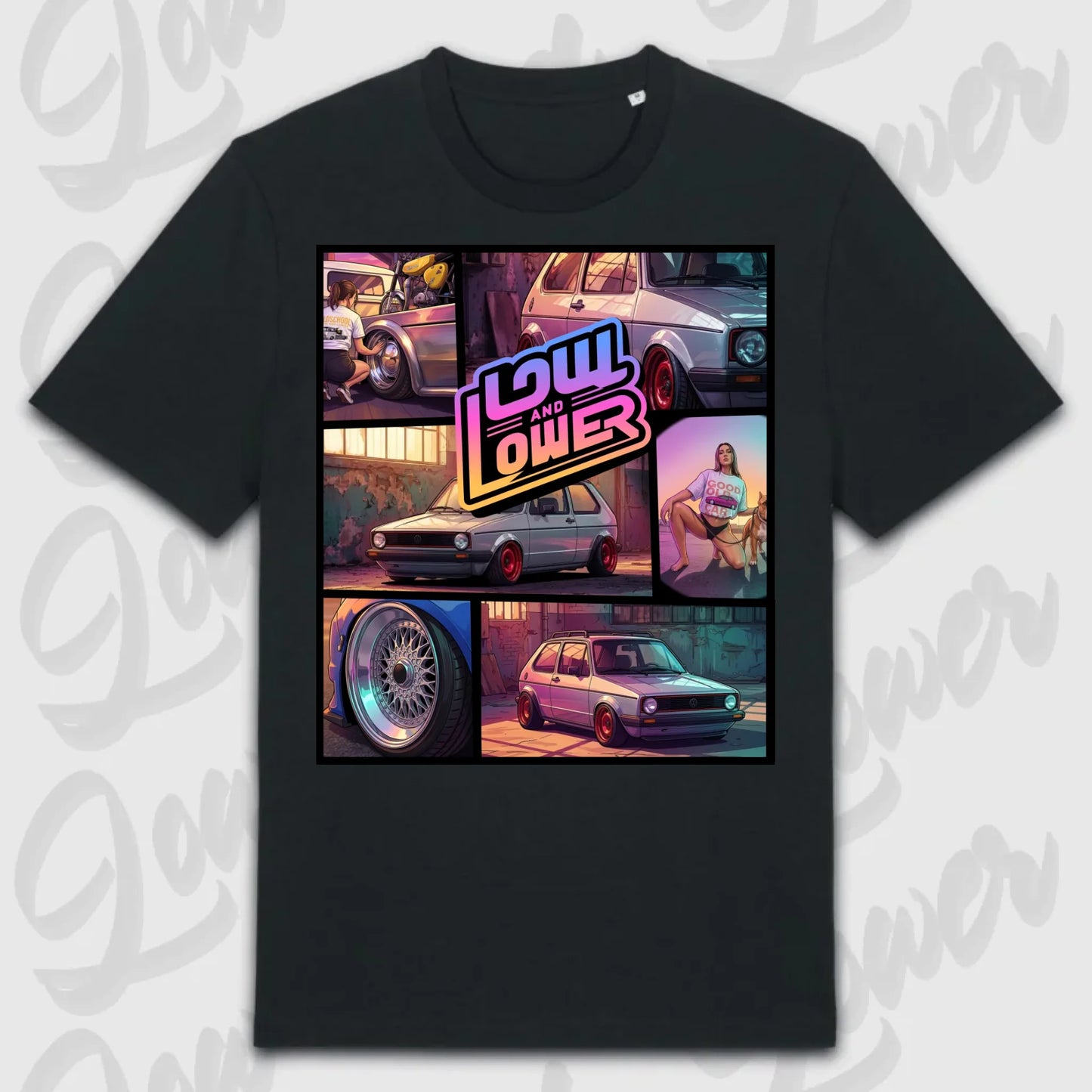 T-Shirt Tuning Cars, Personalisiert Schwarz, VW, BMW, Audi, Mercedes, Autos