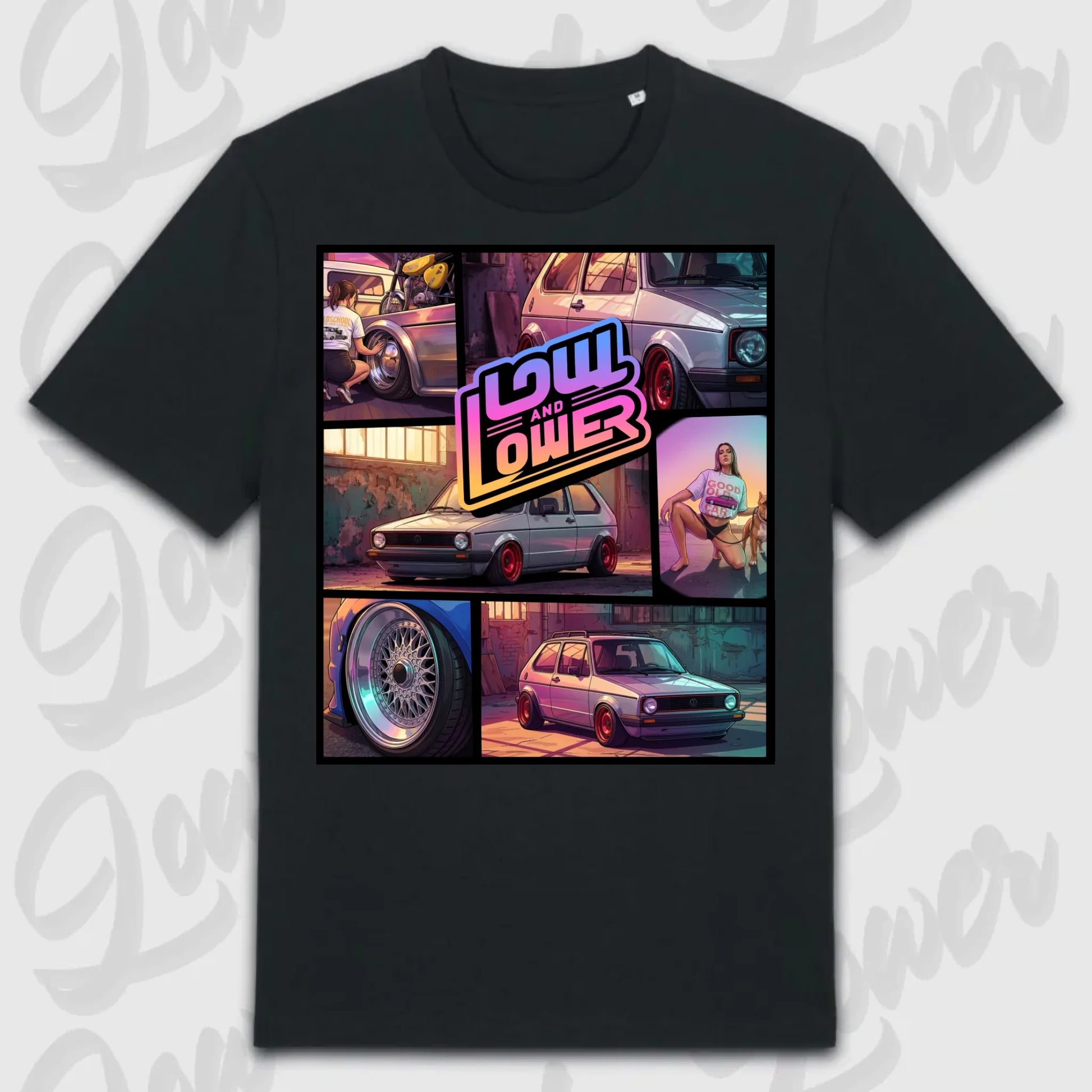 T-Shirt Tuning Cars, Personalisiert Schwarz, VW, BMW, Audi, Mercedes, Autos