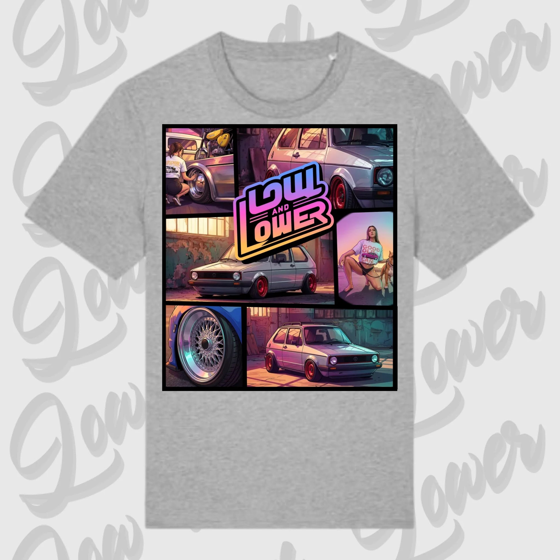 T-Shirt Tuning Cars, Personalisiert grau, VW, BMW, Audi, Mercedes, Autos