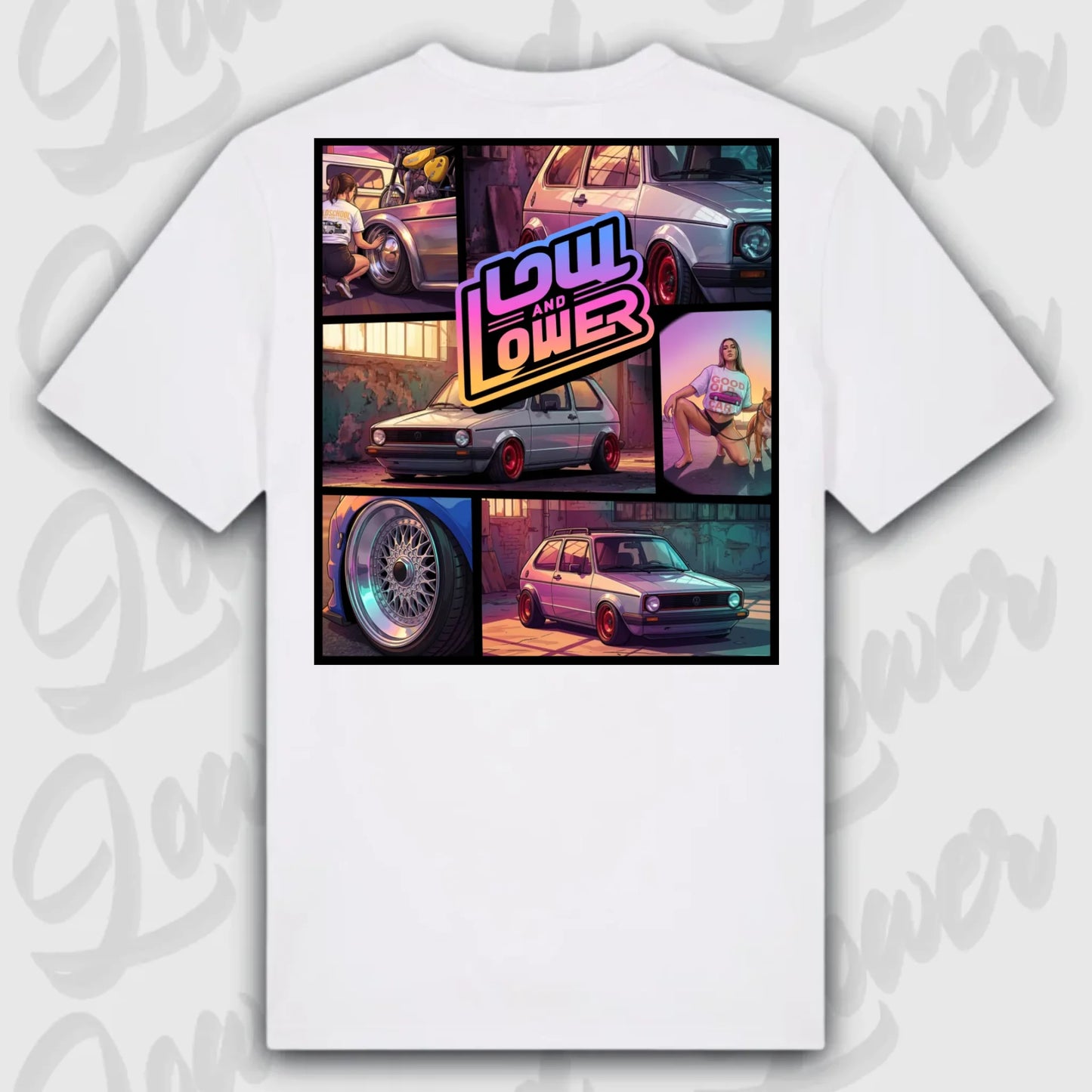 T-Shirt Tuning Cars, Personalisiert weiß Rückseite, VW, B
