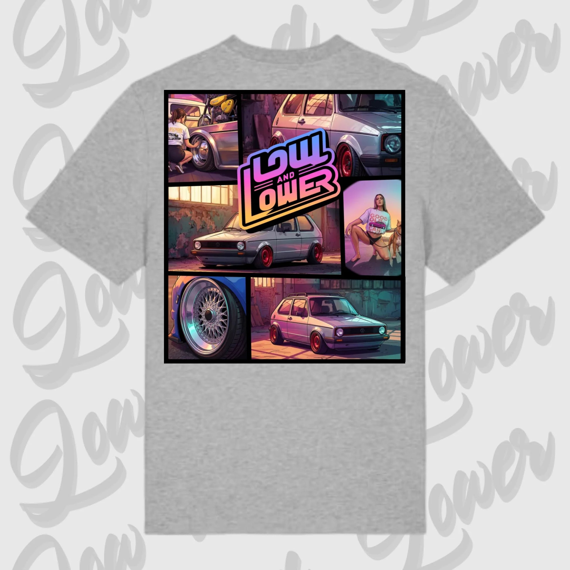 T-Shirt Tuning Cars, Personalisiert grau Rückseite, VW, B