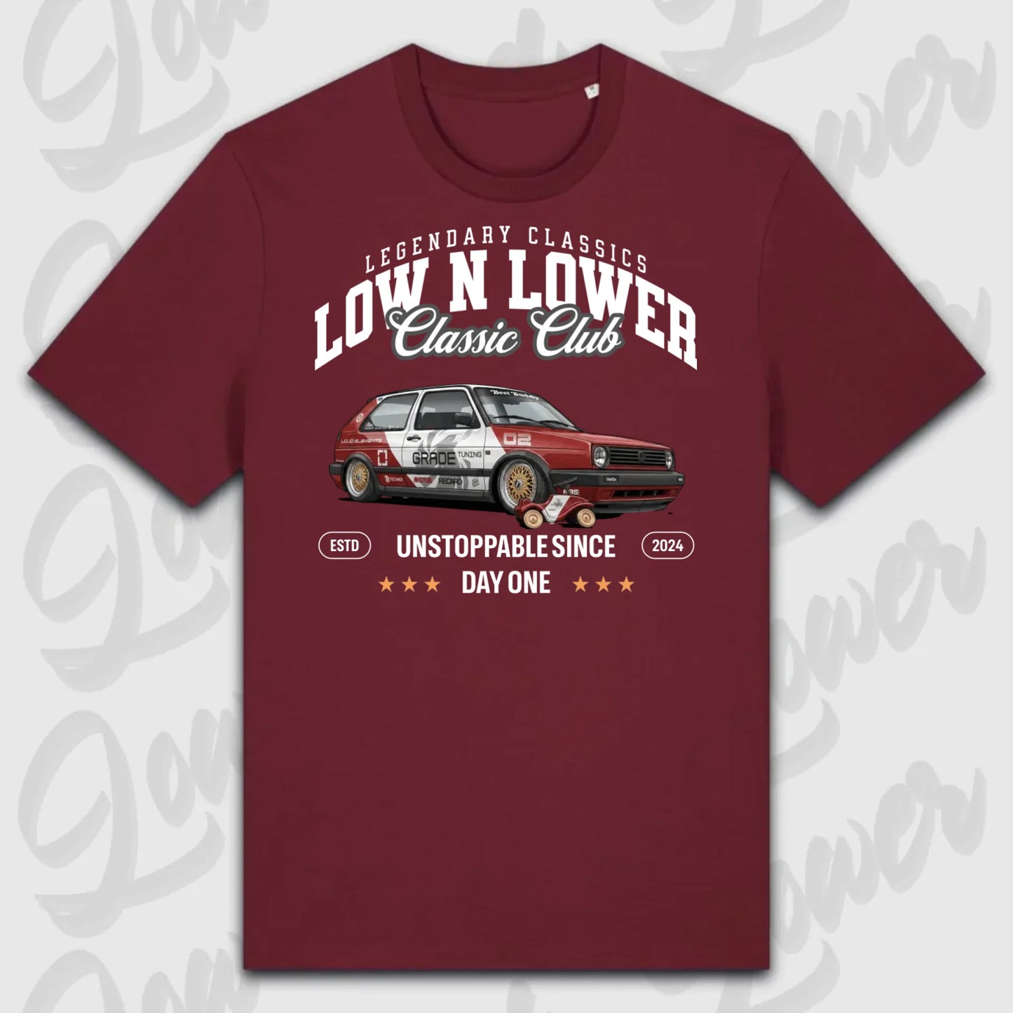 Rotes Standard T-Shirt Artwork dein Fahrzeug mit personalisiertem Auto-Motiv