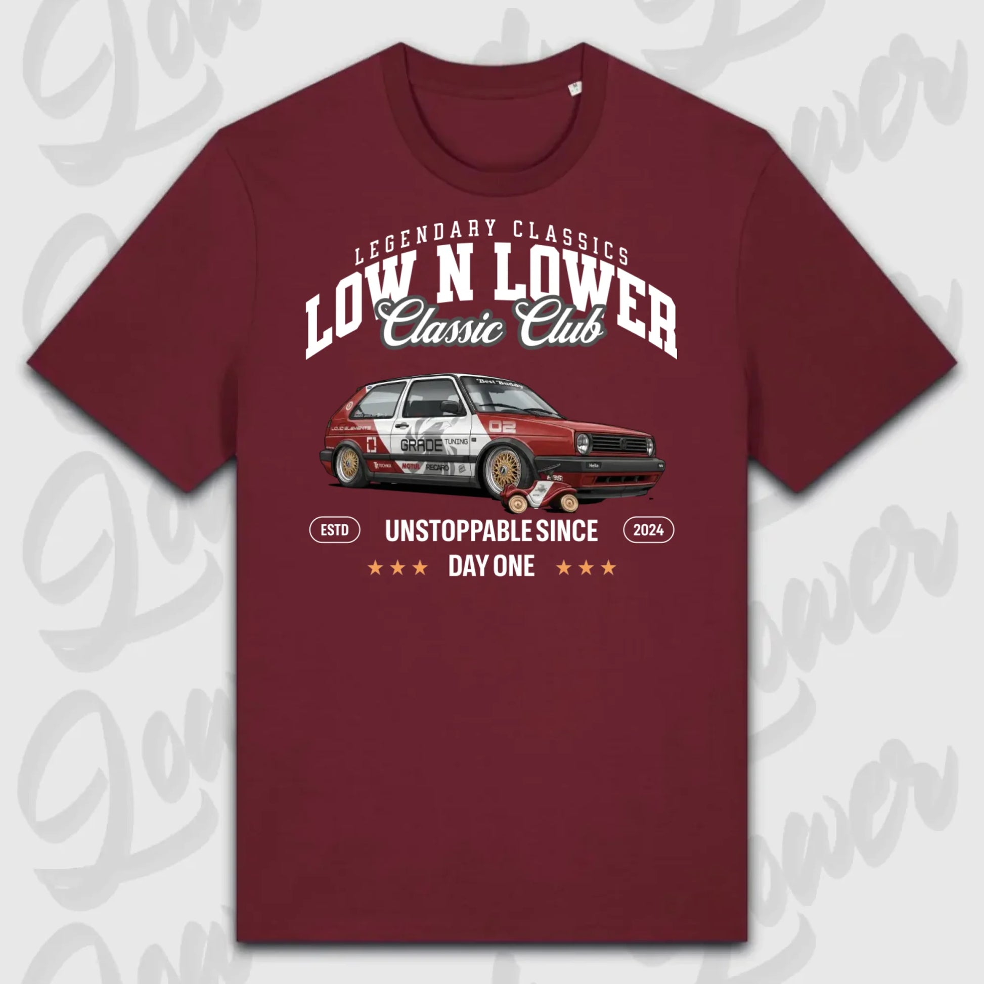 Rotes Standard T-Shirt Artwork dein Fahrzeug mit personalisiertem Auto-Motiv