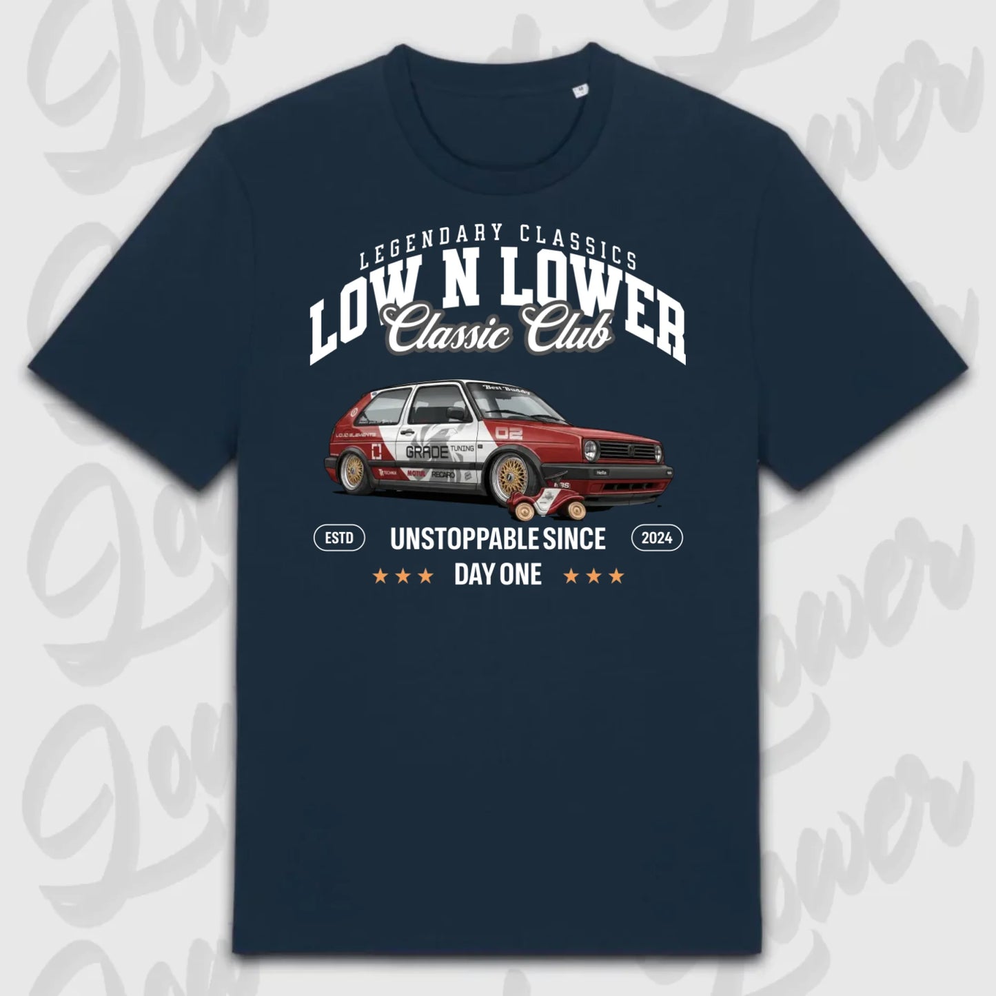 Blaues Standard T-Shirt Artwork dein Fahrzeug mit personalisiertem Auto-Motiv
