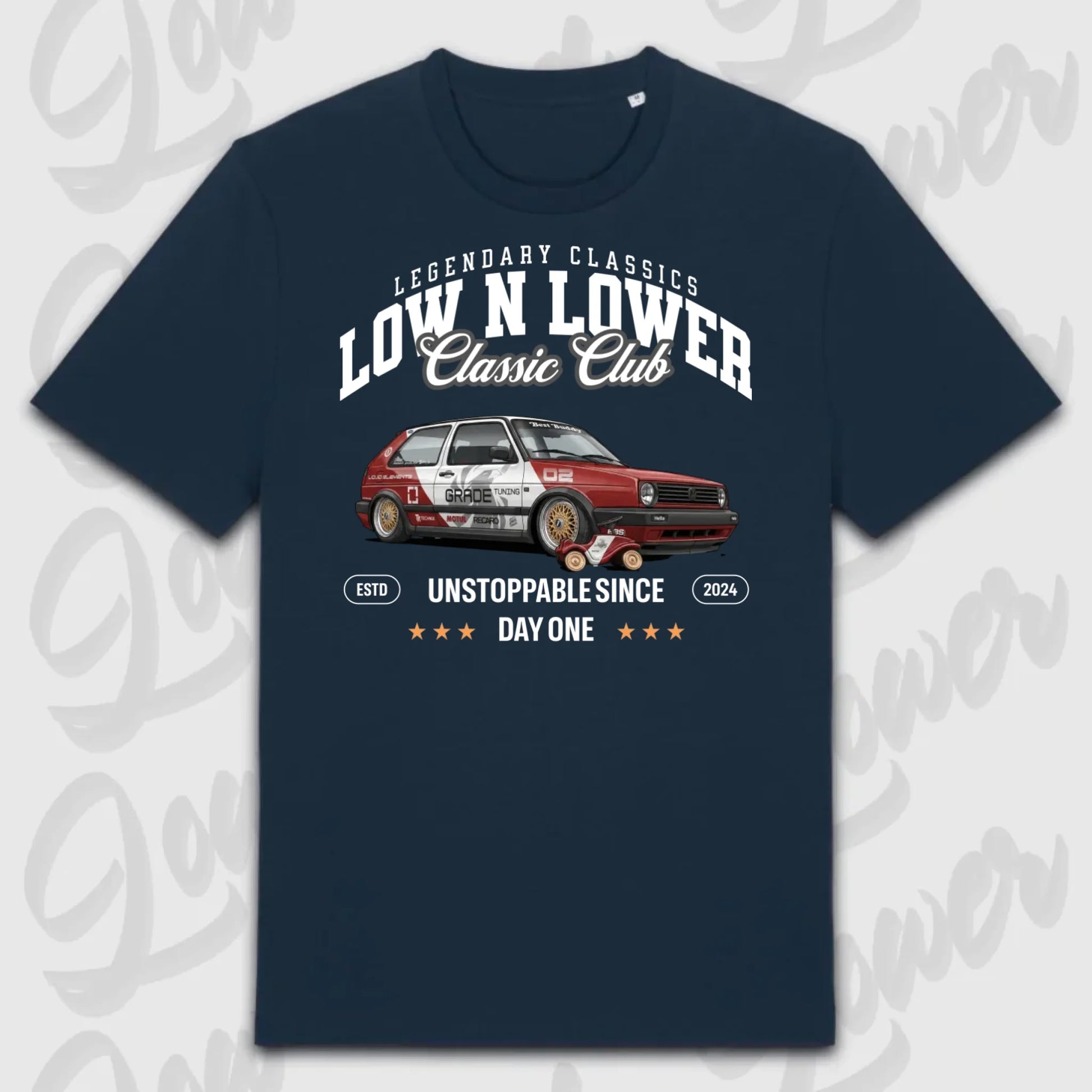 Blaues Standard T-Shirt Artwork dein Fahrzeug mit personalisiertem Auto-Motiv