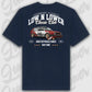 Blaues Standard T-Shirt Artwork dein Fahrzeug mit Rückendruck