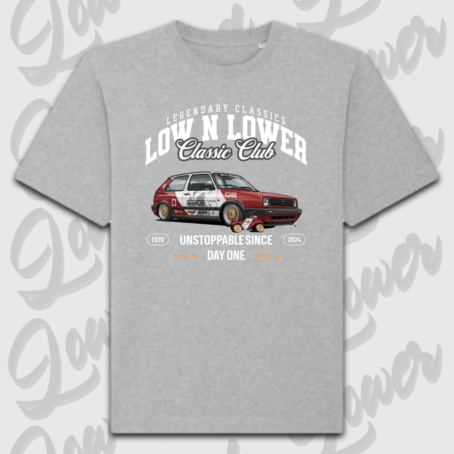 Graues Oversized T-Shirt Artwork dein Fahrzeug mit personalisiertem Auto-Motiv
