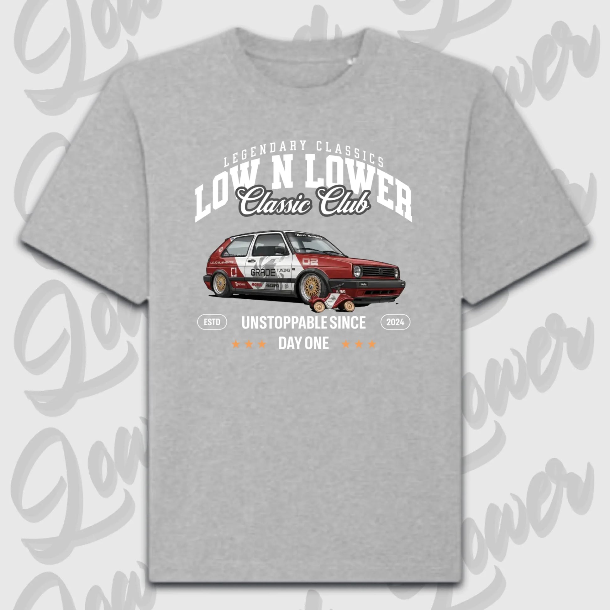 Graues Oversized T-Shirt Artwork dein Fahrzeug mit personalisiertem Auto-Motiv