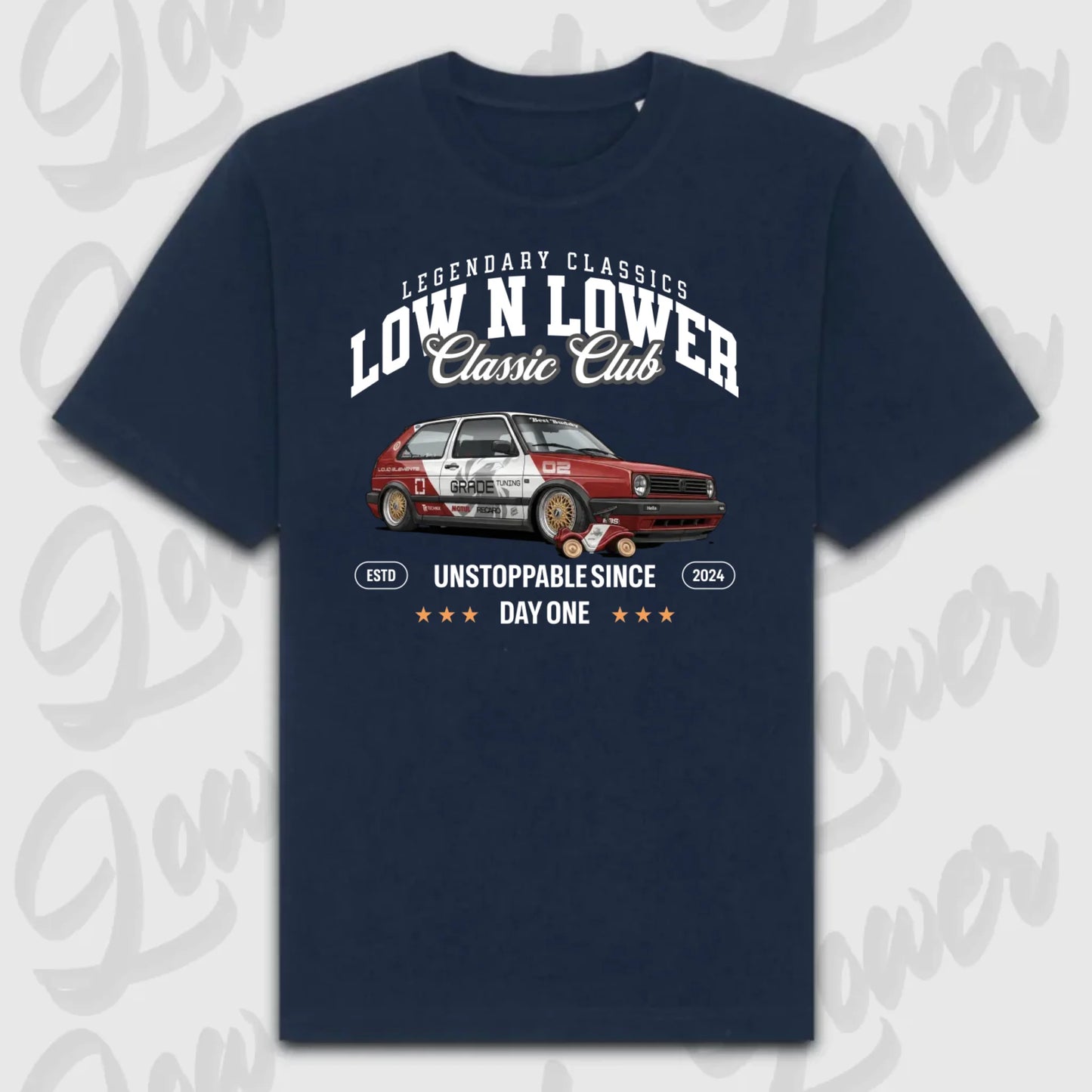 Blaues Oversized T-Shirt Artwork dein Fahrzeug mit personalisiertem Auto-Motiv