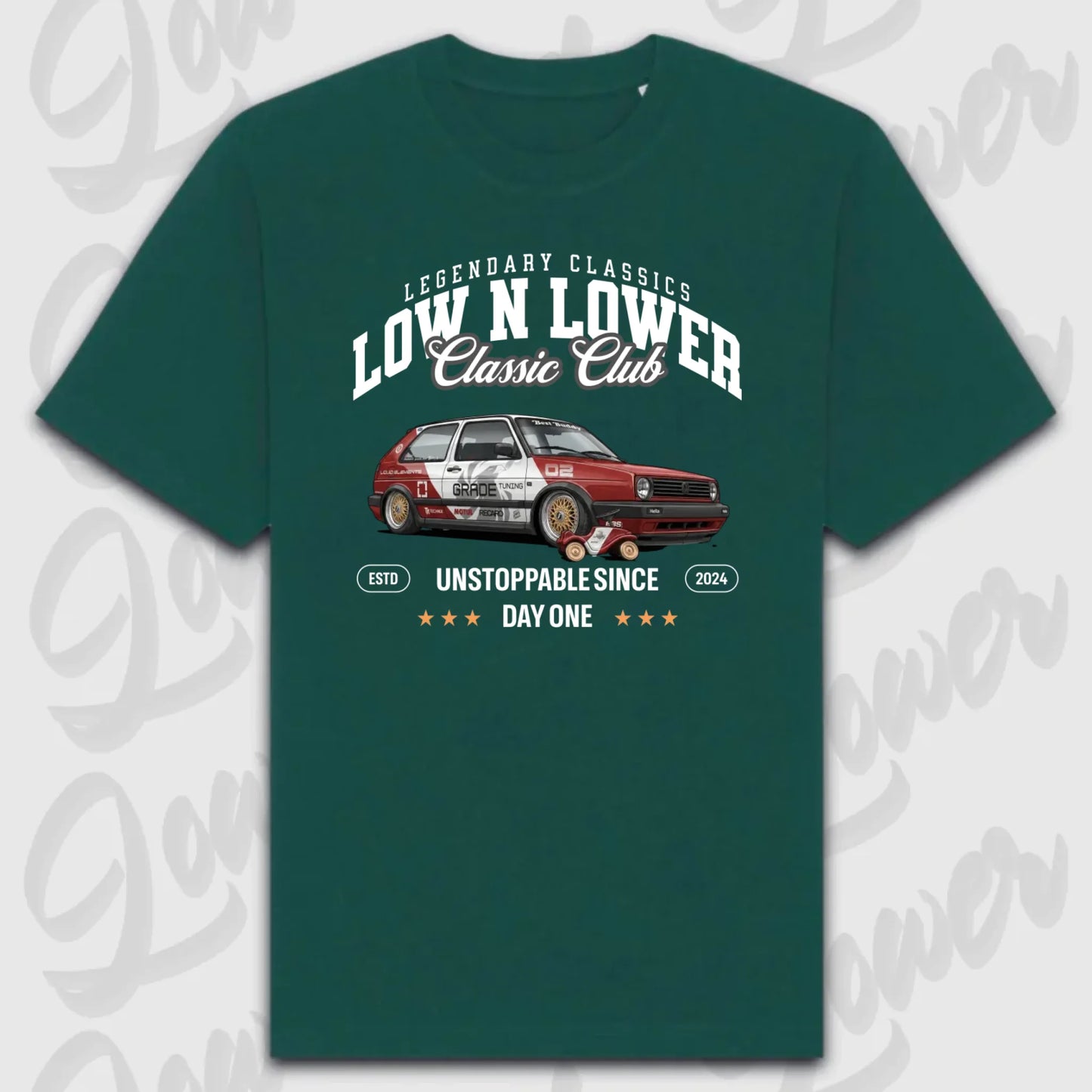 Grünes Oversized T-Shirt Artwork dein Fahrzeug mit personalisiertem Auto-Motiv