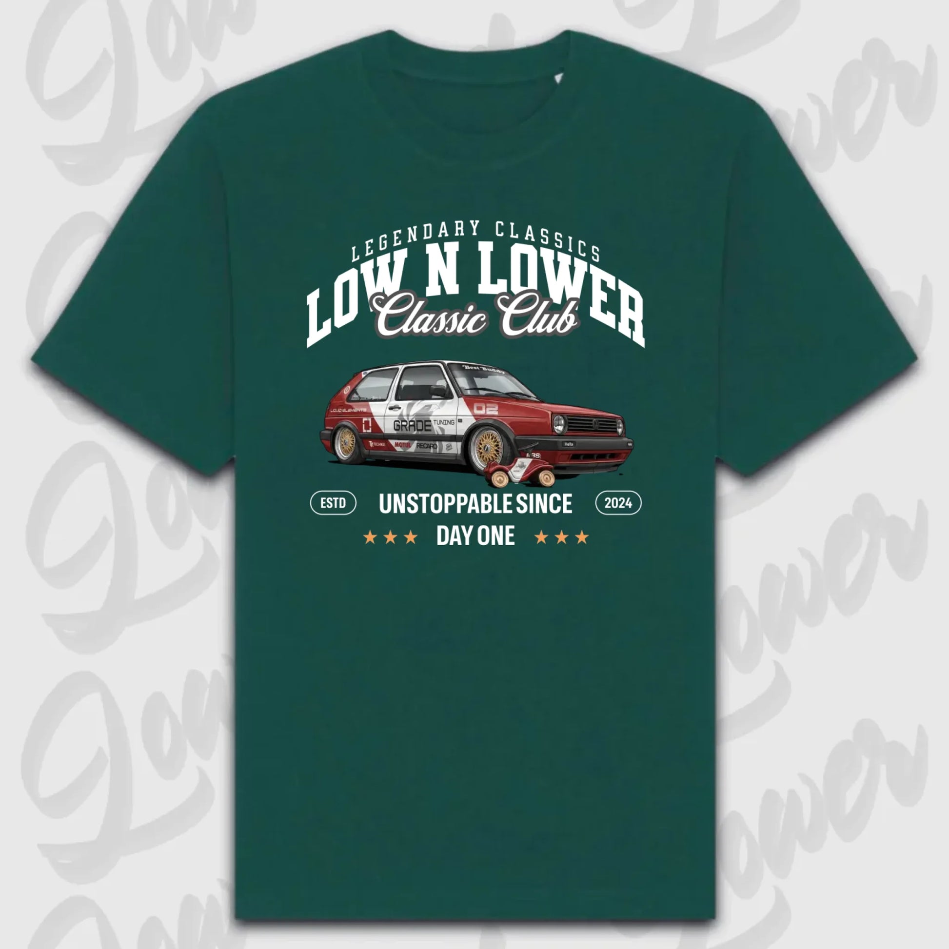 Grünes Oversized T-Shirt Artwork dein Fahrzeug mit personalisiertem Auto-Motiv