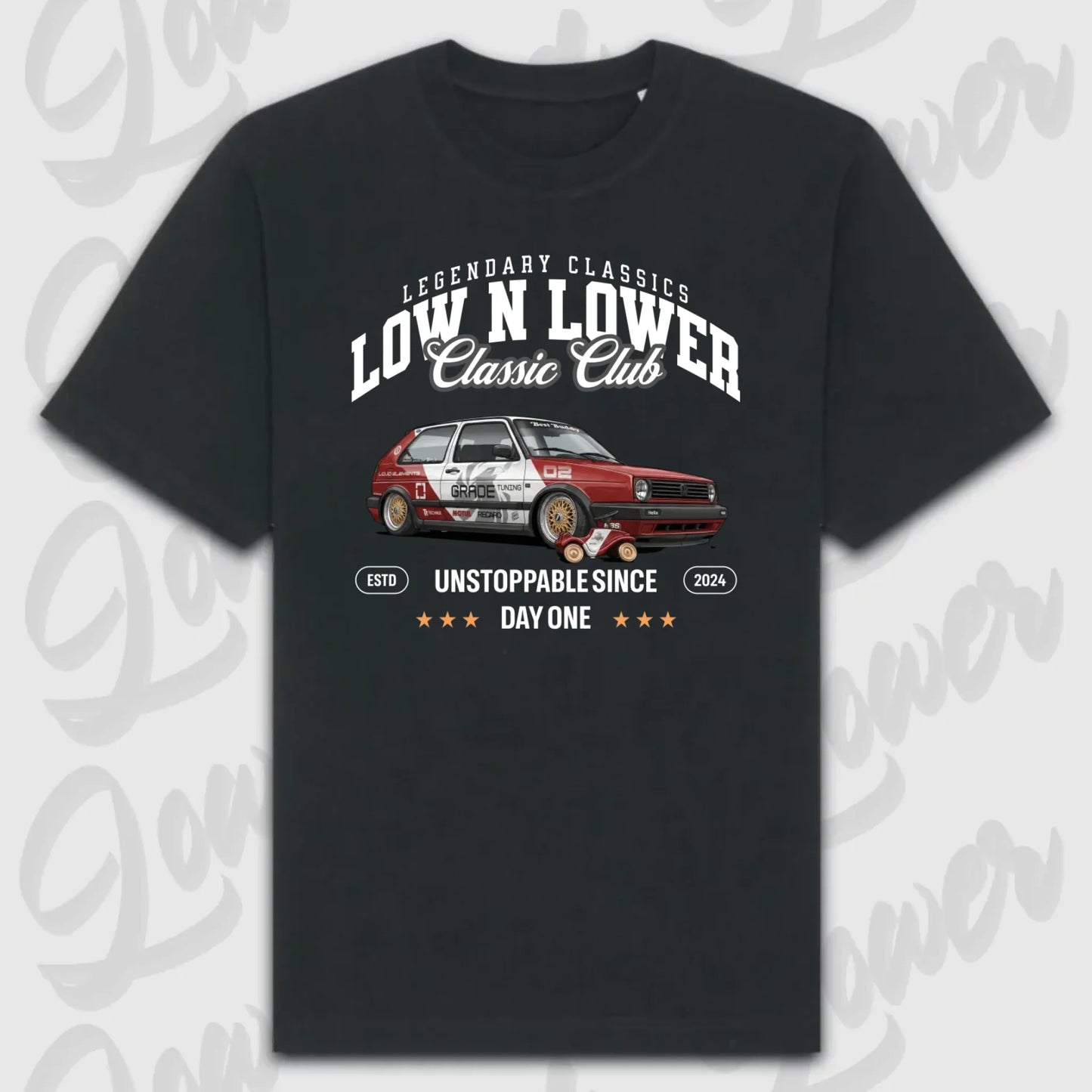 Schwarzes Oversized T-Shirt Artwork dein Fahrzeug mit personalisiertem Auto-Motiv
